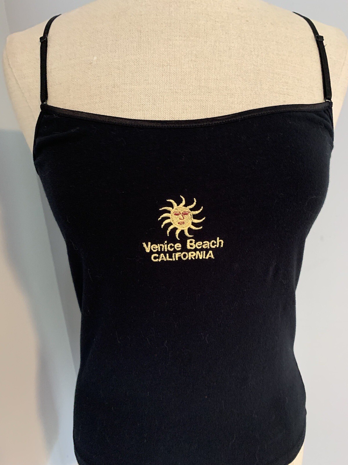 Vintage 90s Y2K Venice Beach California Embroidered Tank Cami Grunge Boho Glam