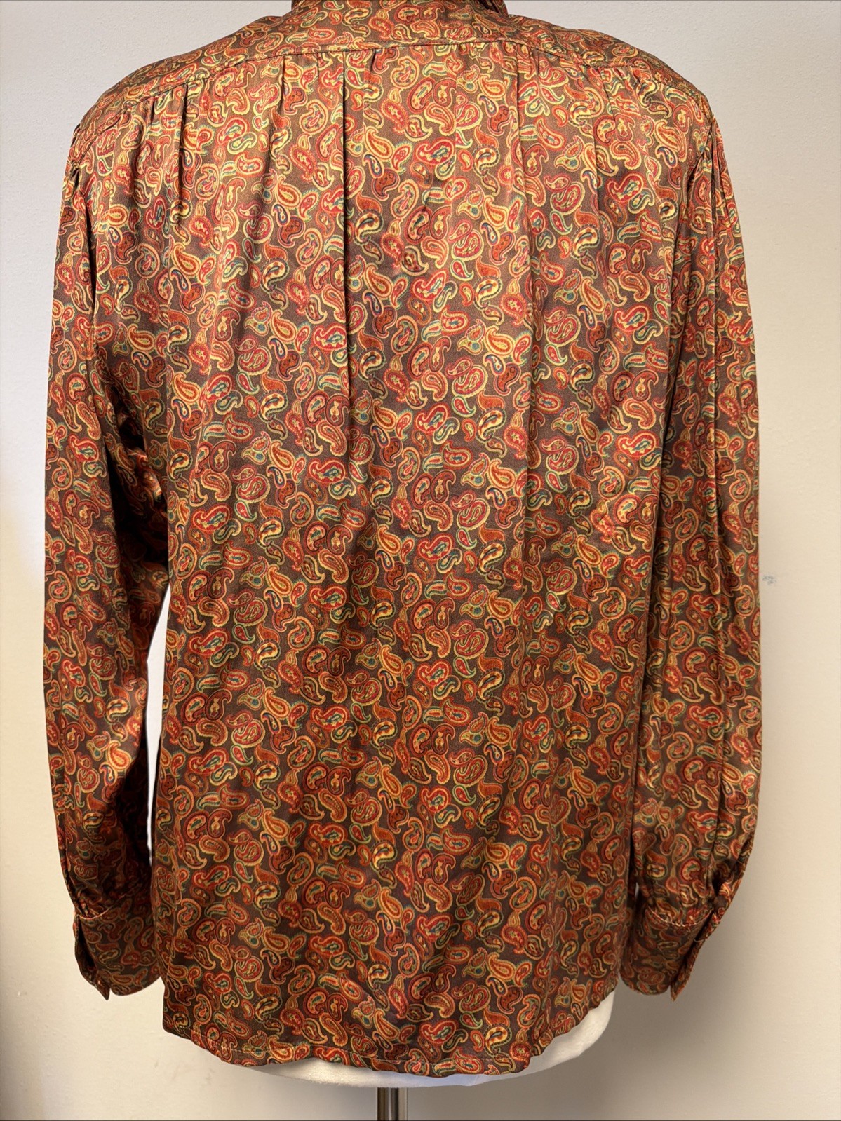 Vintage 1980&rsquo;s ESCADA Copper Brown Orange Paisley Print Silk Blouse Germany SRB