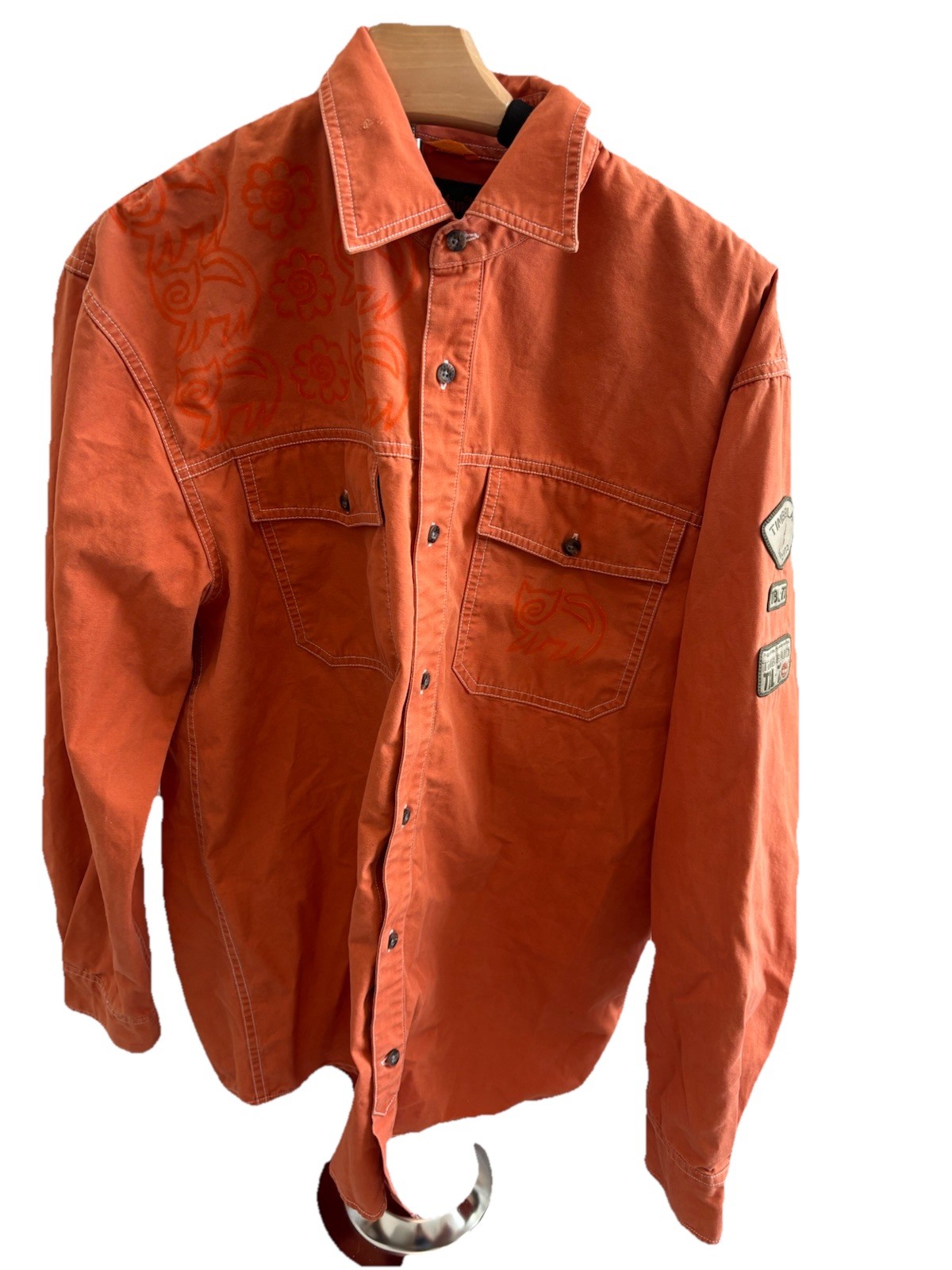 Vtg Timberland TBL-73 Orange Canvas Jacket CAT & Floral Embroidery Women’s S