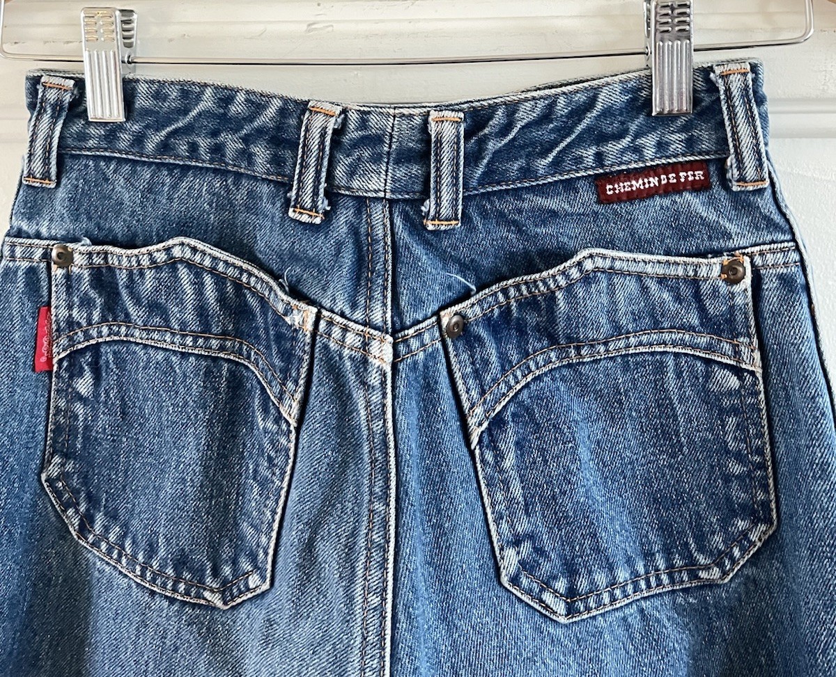Vintage 1970s Chemin De Fer Medium Blue Slim Flare Jeans-24” Waist x 32” Inseam