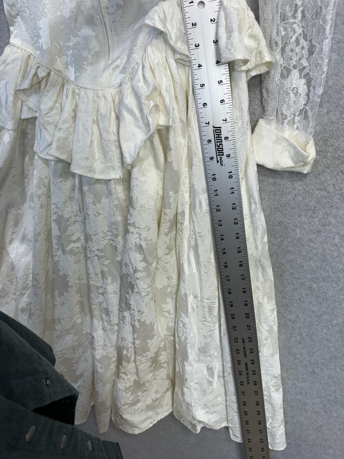 VTG 80s Roper Rustic Ivory Lace Jacquard Prairie Victorian Dress Womens 5/6 USA