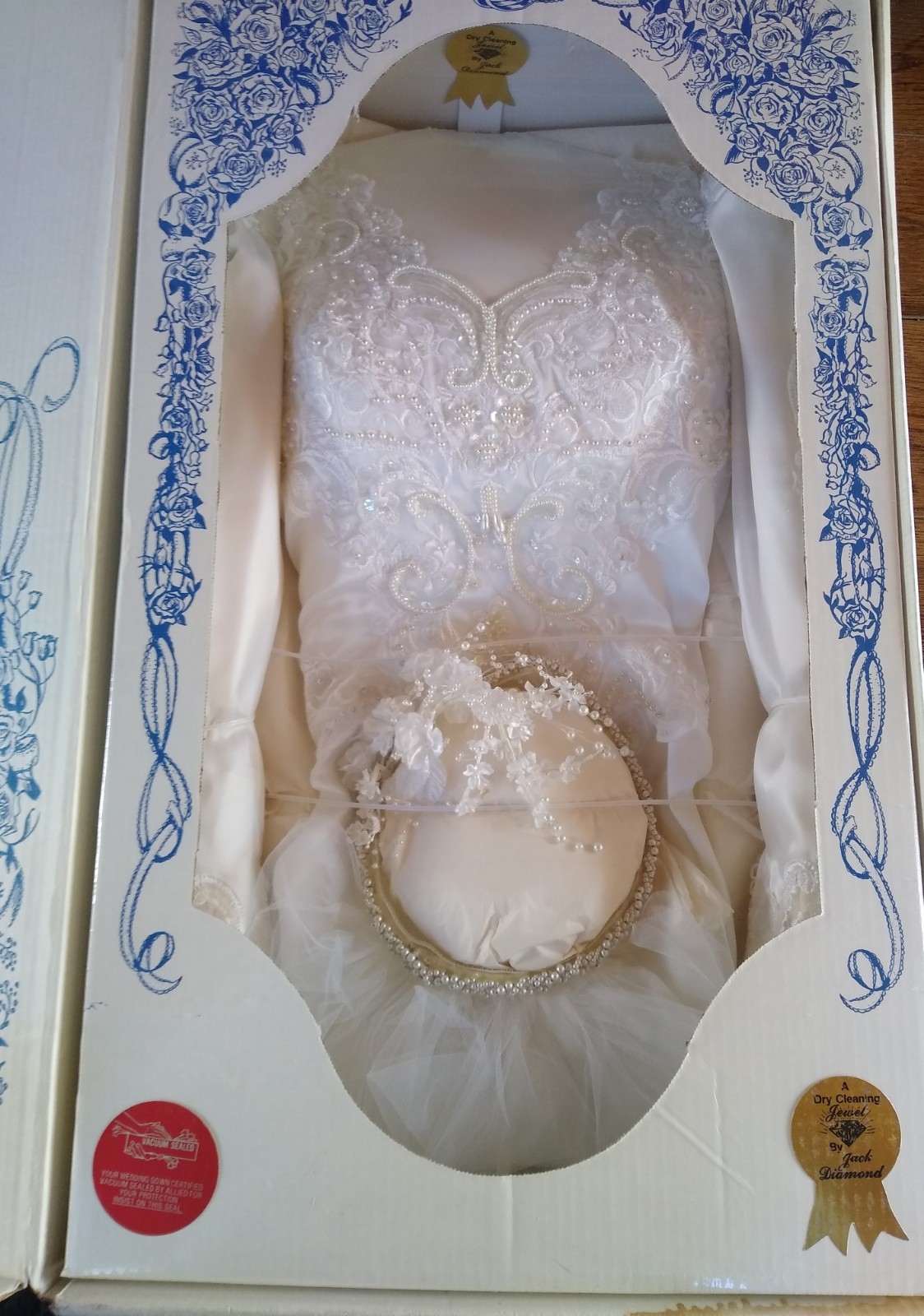 Vintage 4 Piece White 1990 Jack Diamond Sealed Formal Wedding Gown