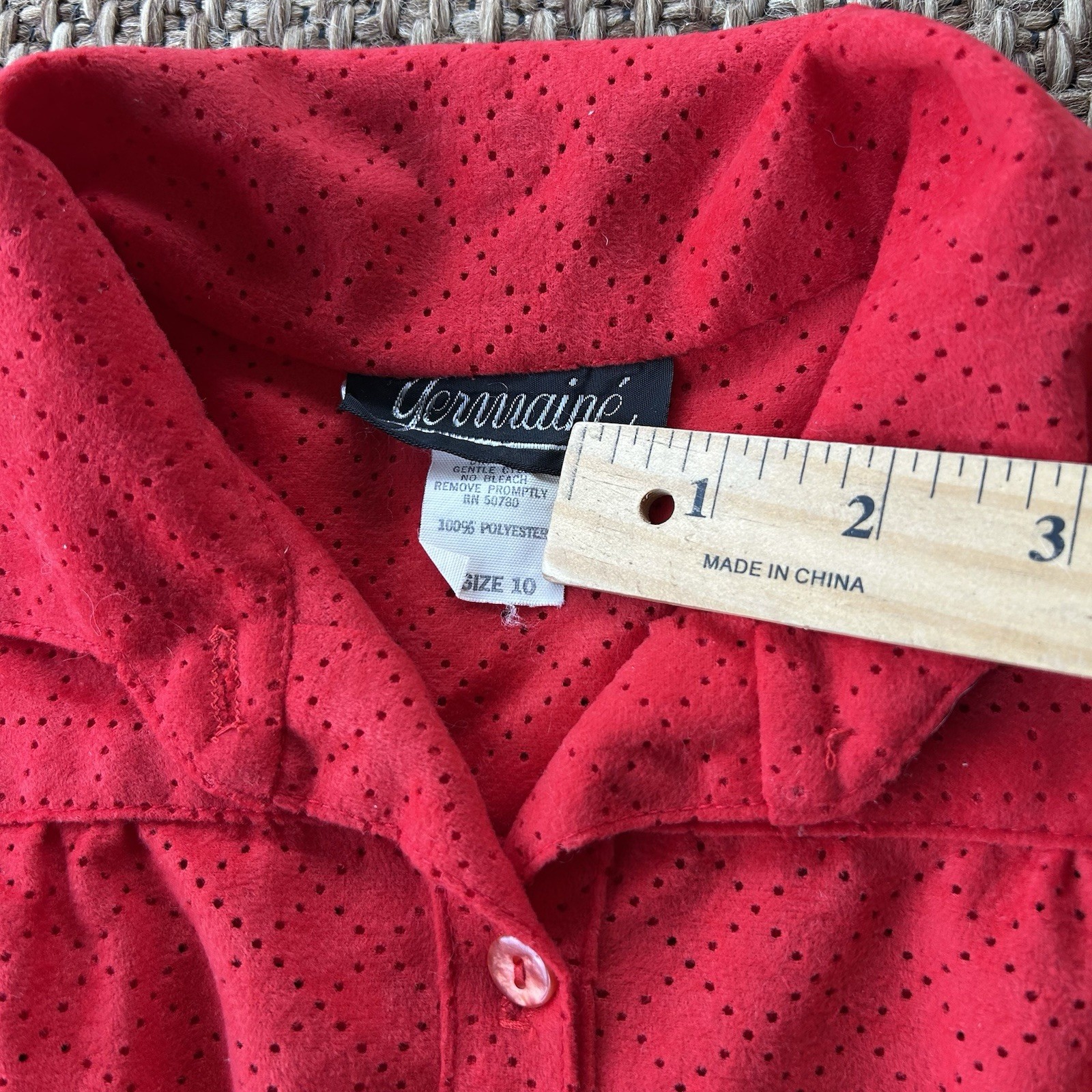 Vintage Germaine Red Button Down Dress Sz 10 Sleeveless READ DESCRIPTION Small