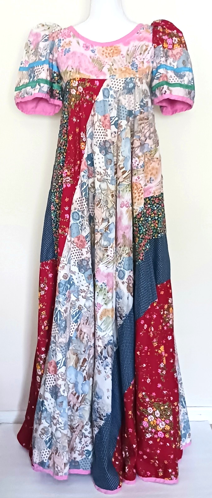RARE Lord & Taylor VTG Young New Yorker Shop Multi Cotton Patchwork Maxi XS/S