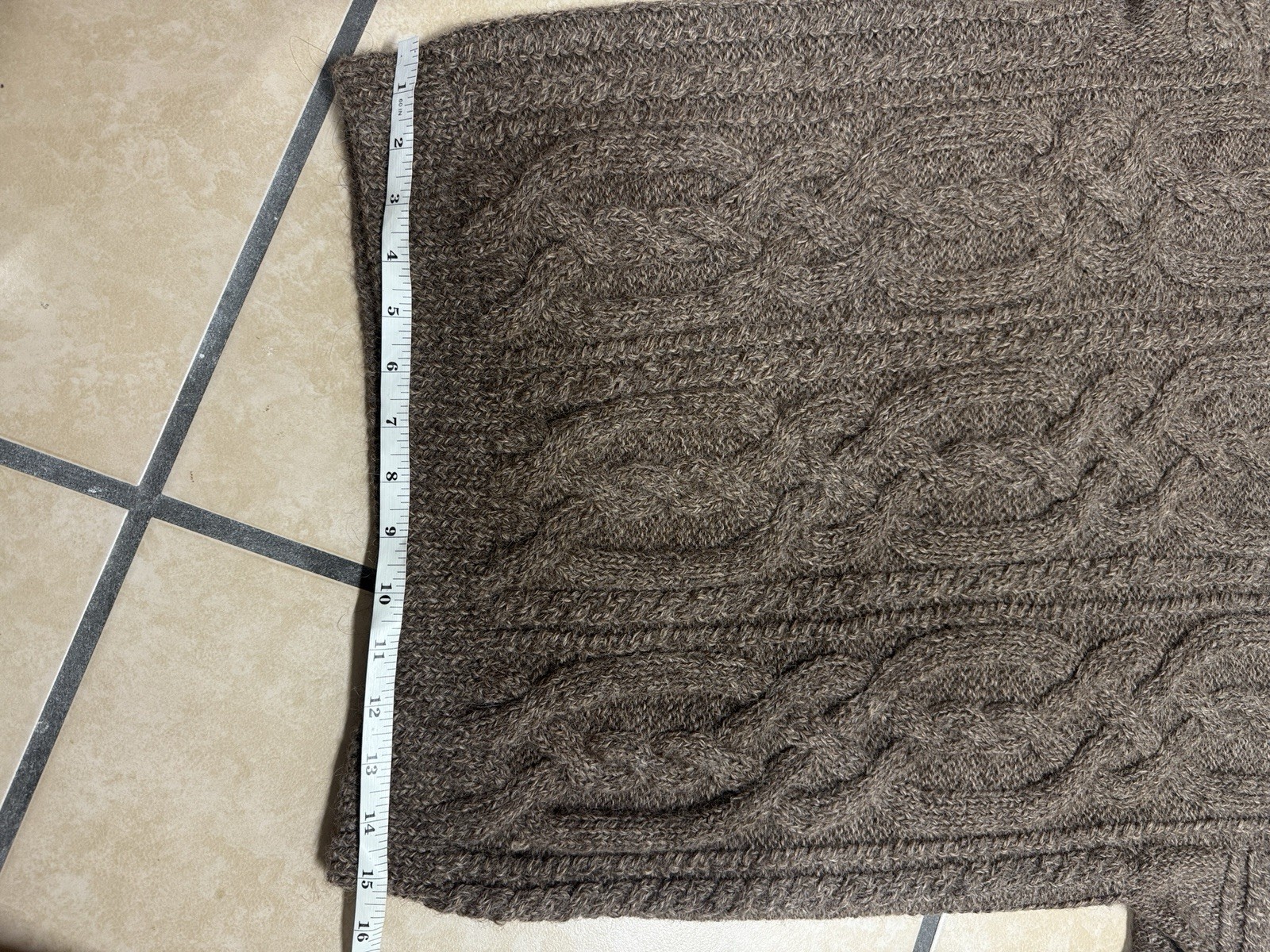 Hand Knit Artisan Alpaca Wool Sweater Natural Brown Fisherman Patagonia Chile