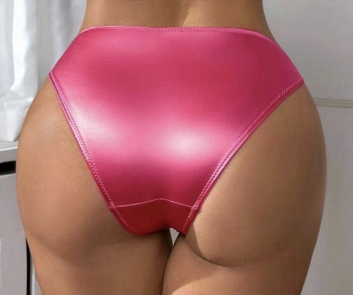 Super Cute Girly Pink Second Skin Satin Hi-Leg Bikini Panties XL NEW!