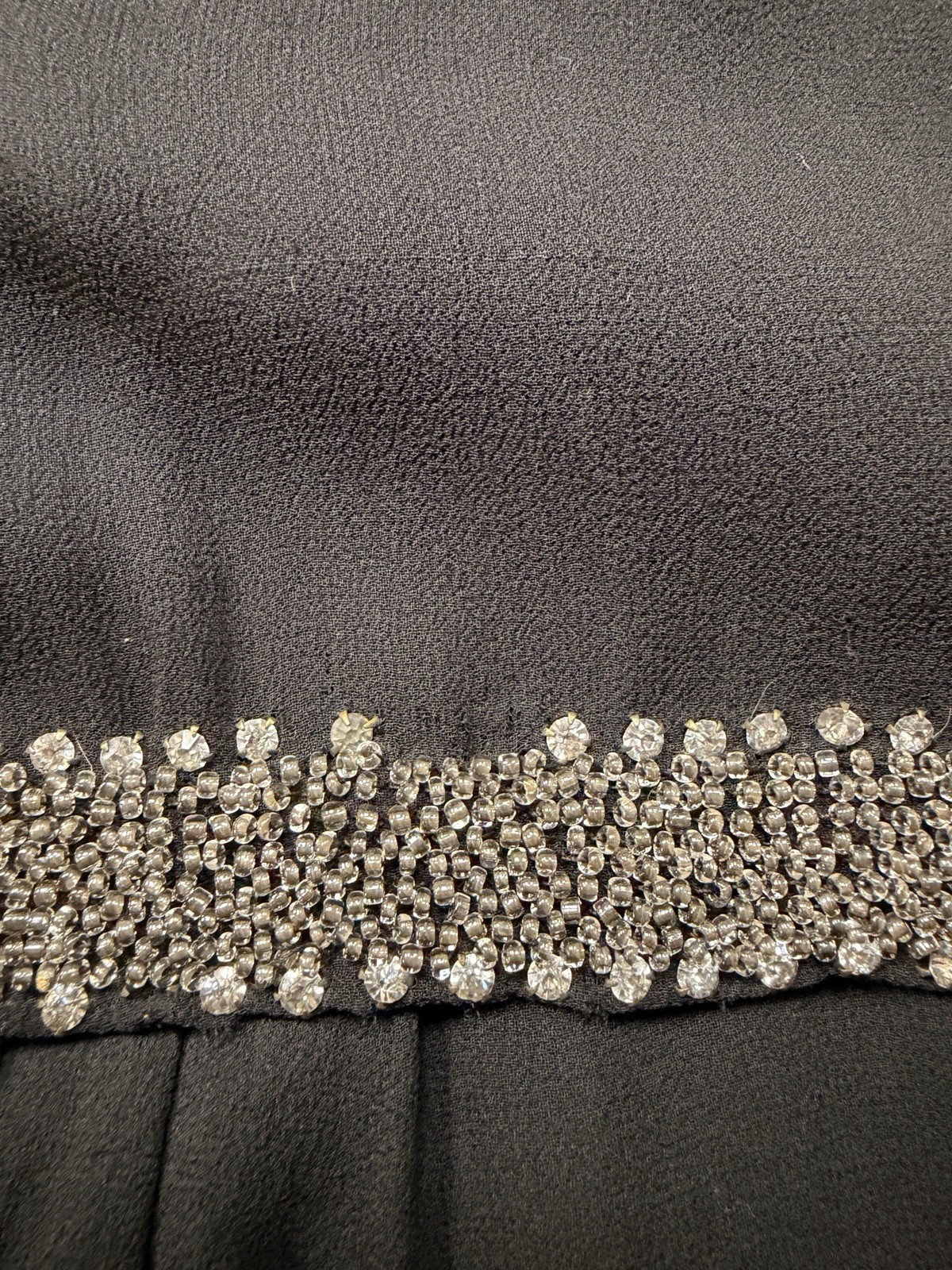 1920s Silk Chiffon Flapper Gown – Trompe L&rsquo;oeil Bead Bow W provenance – Medium
