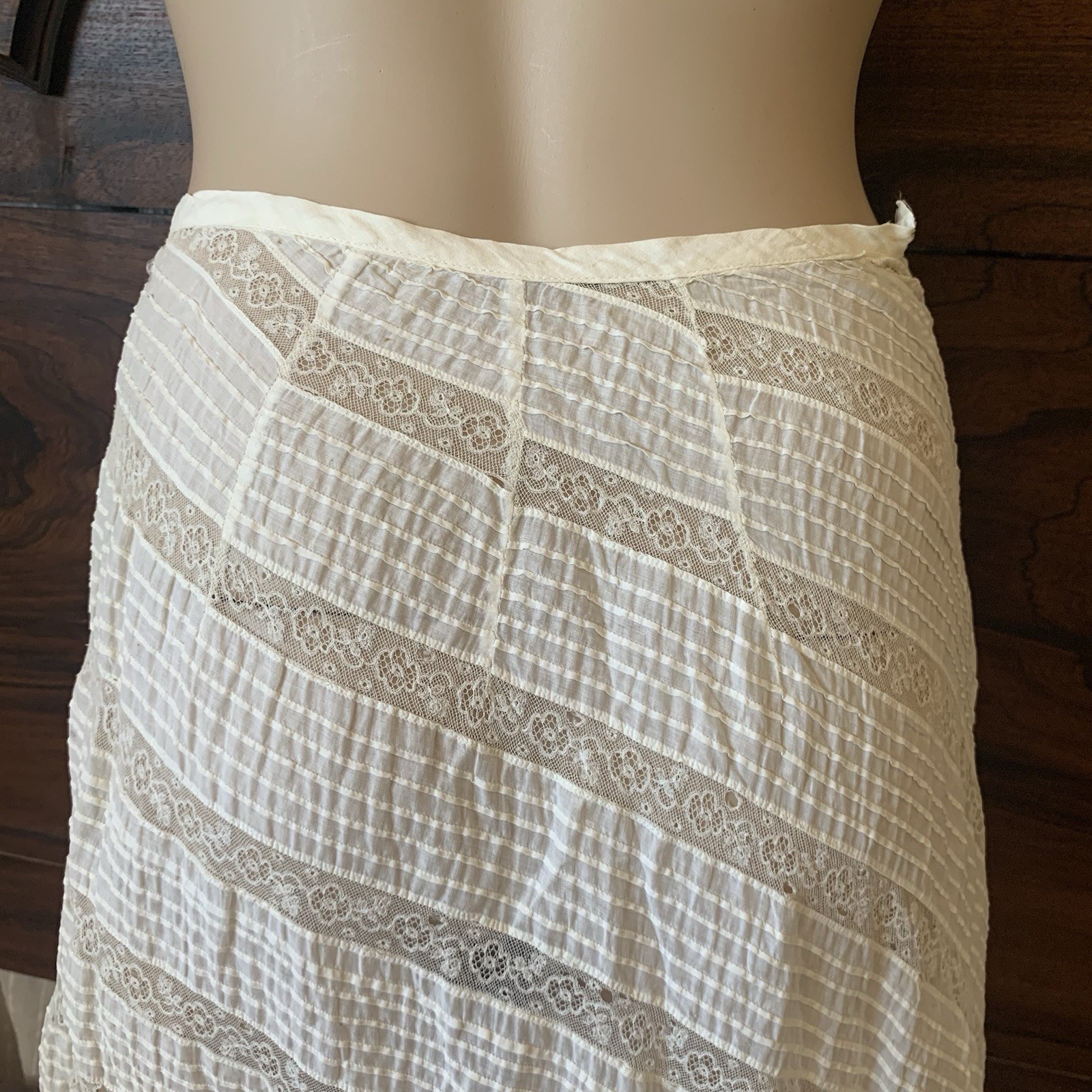 As Is Absolutely Stunning Antique Edwardian Asymmetrical Lace Prairie Skirt