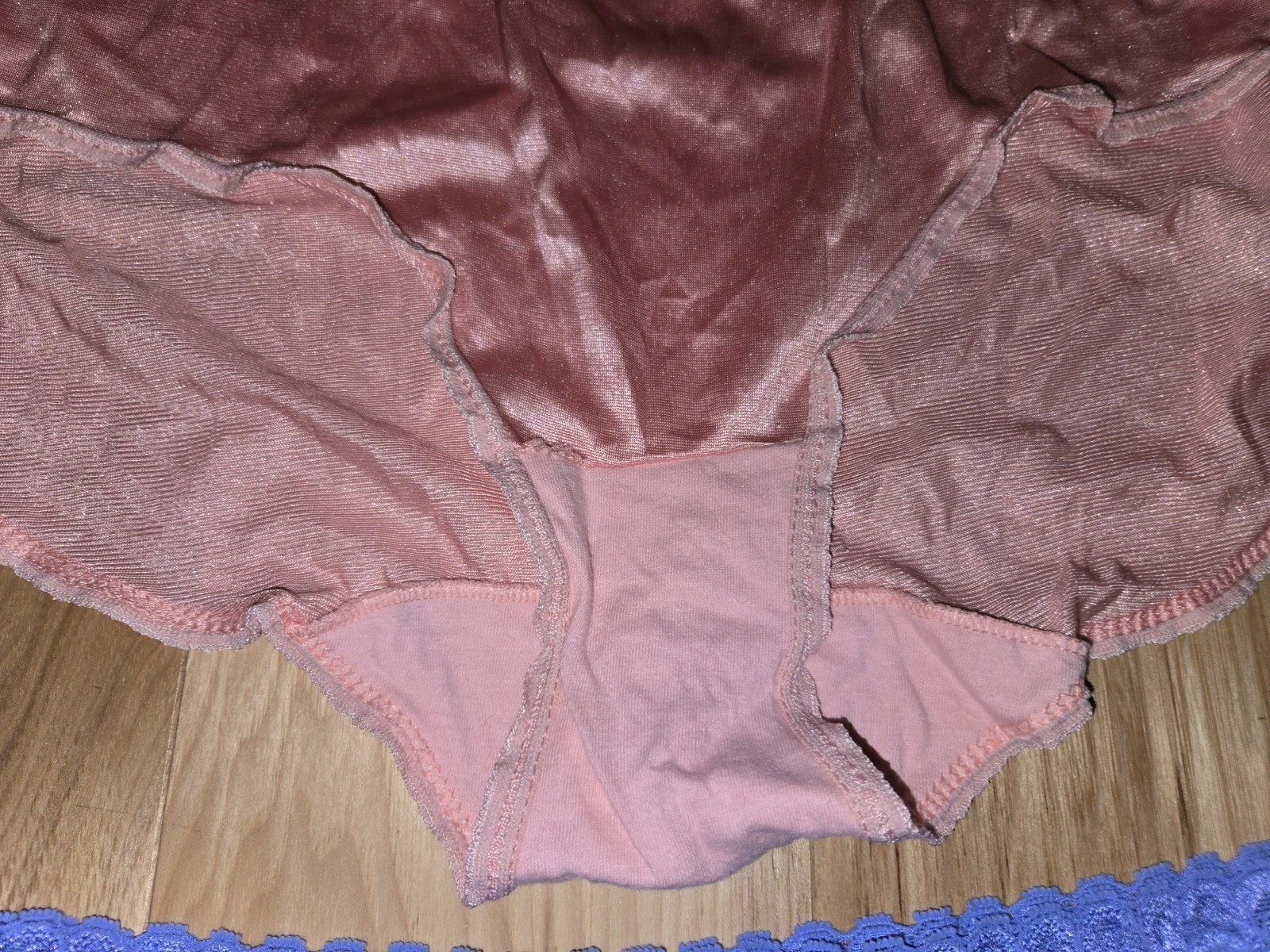Vtg. Fruit of the Loom nylon panties Lace Sz. 7 LOT 2 Shiny Pink Purple Granny