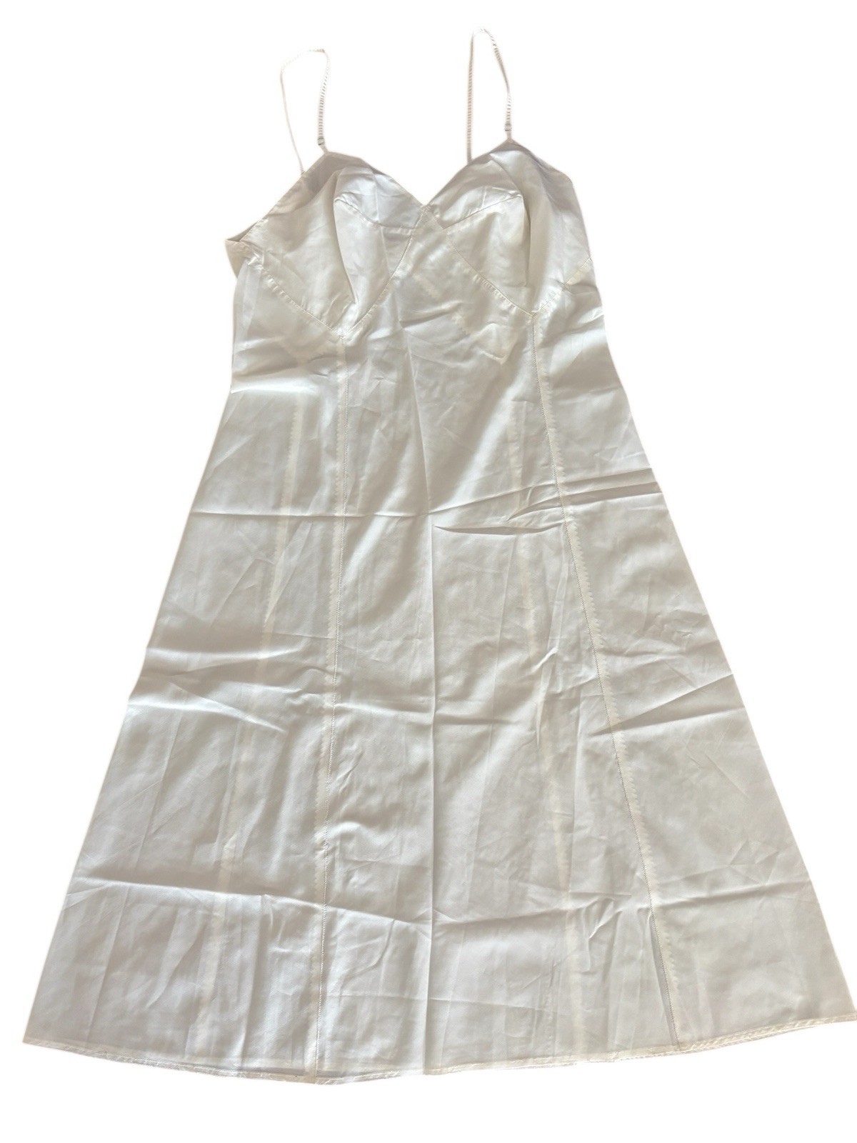 Vintage 1940’s Nylon Blend Negligee Off White Lingerie Slip Medium