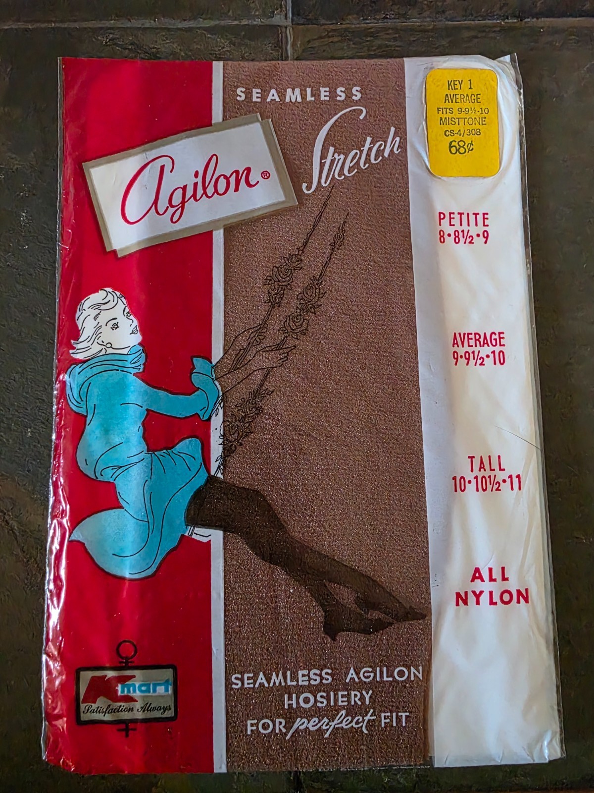 Size Avg Vintage KMart Seamless Stretch Agilon Thigh High Stockings 9 1/2-10