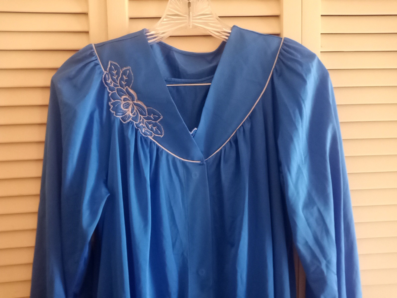 Vintage Shadowline Gown & Robe Set~ Royal Blue Long Length (52&Prime;) Nylon Size Sm