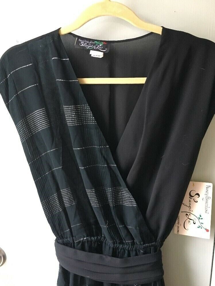 Vintage Sheer Black Green Metallic Disco Dress Nancy Bracoloni Shangri La 11/12