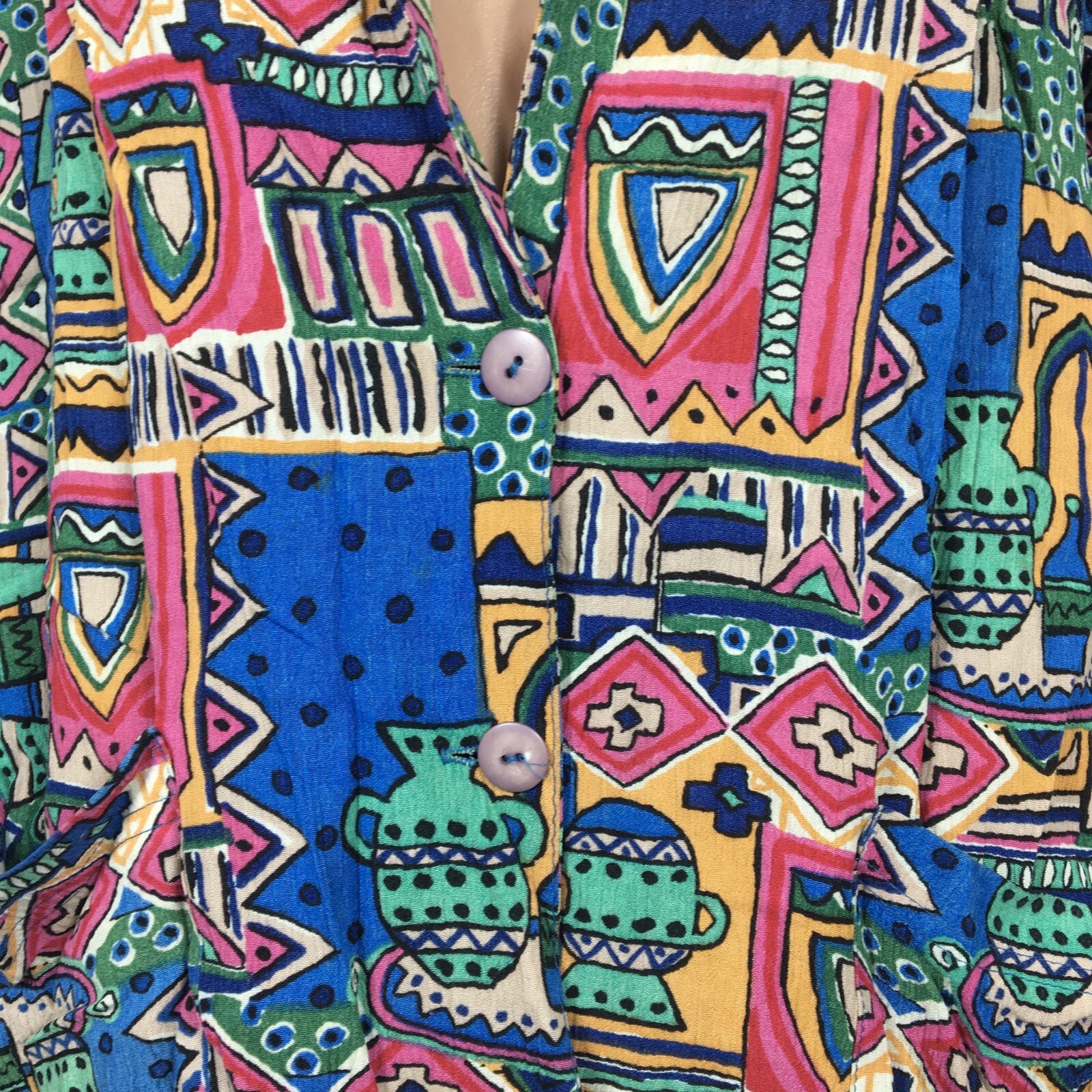 VTG 80S UNITS LIMITED EDITION Geometric Loud Slub Boyfriend Blazer Oversized OS