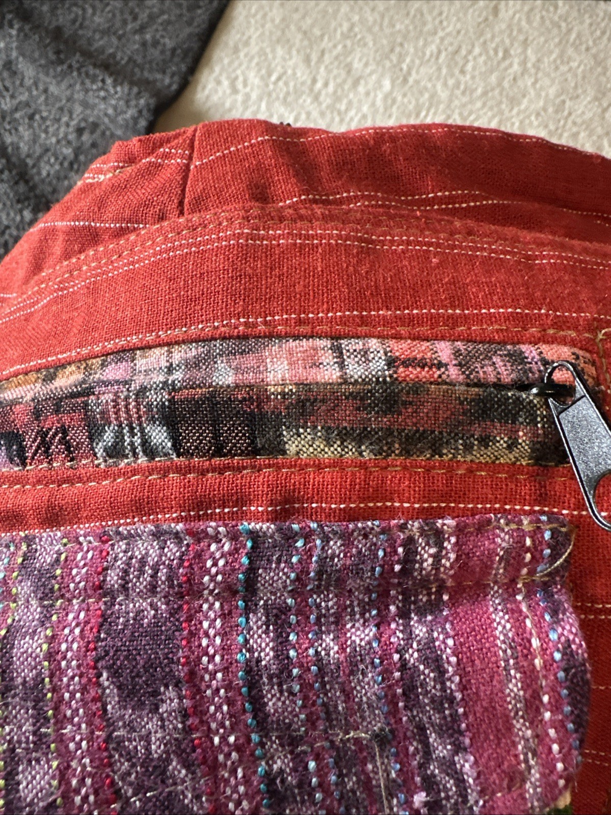 Guatemala Stitch work Button Waist Patch Belt Zip