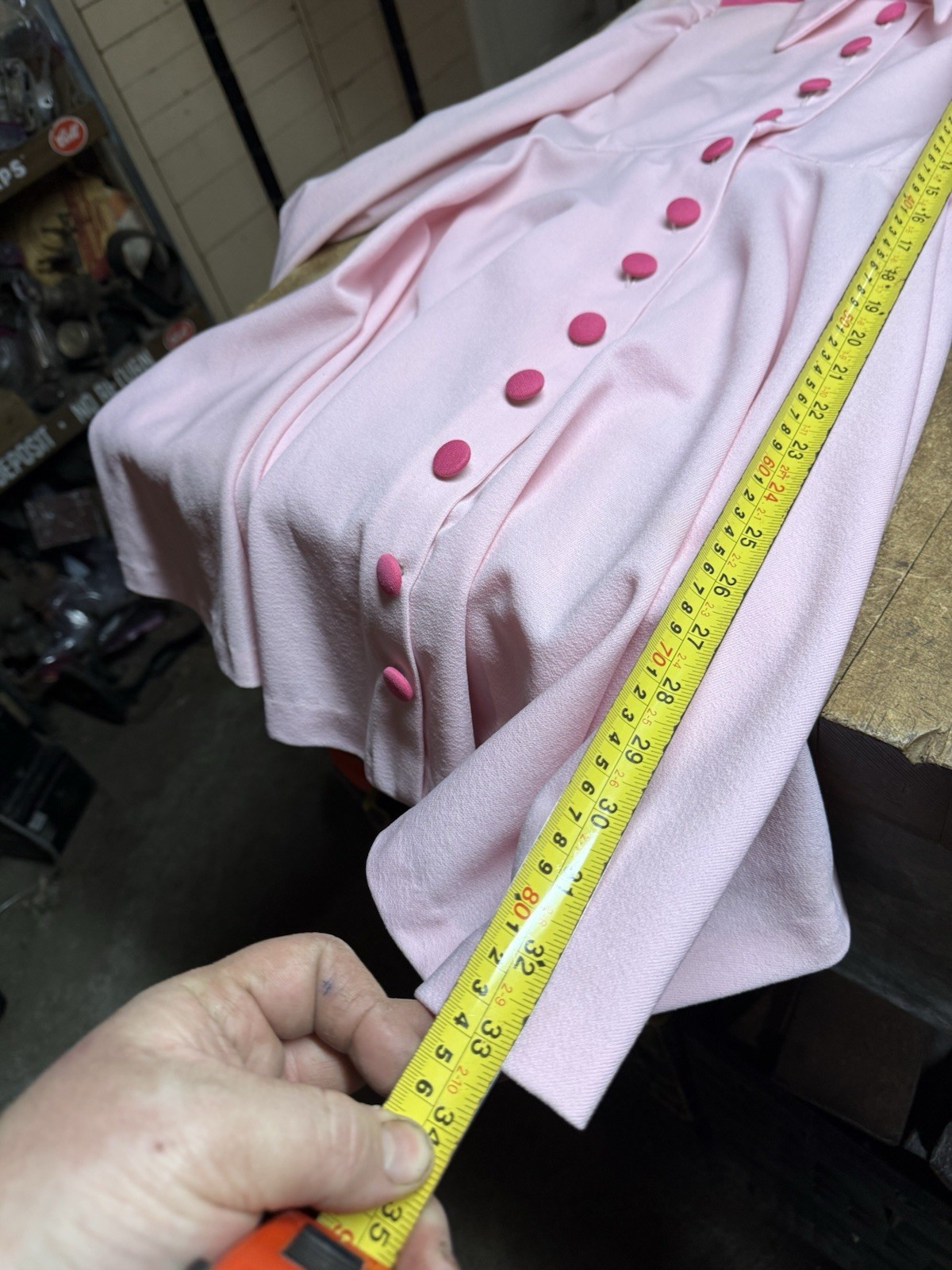 Vintage Early 1900s Retro Pink Button Up Dress Womens Workwear Clothing USA