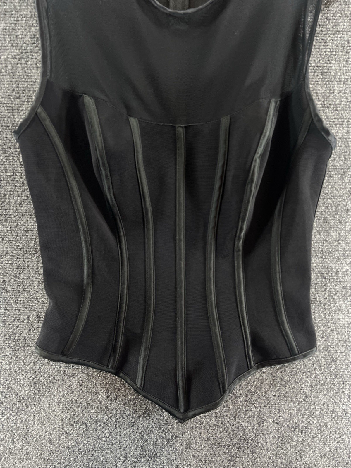 Vtg 90s Cache Mesh Bustier Ribbing Tank Top XL Glam Whimsigoth Grunge Sexy Y2K