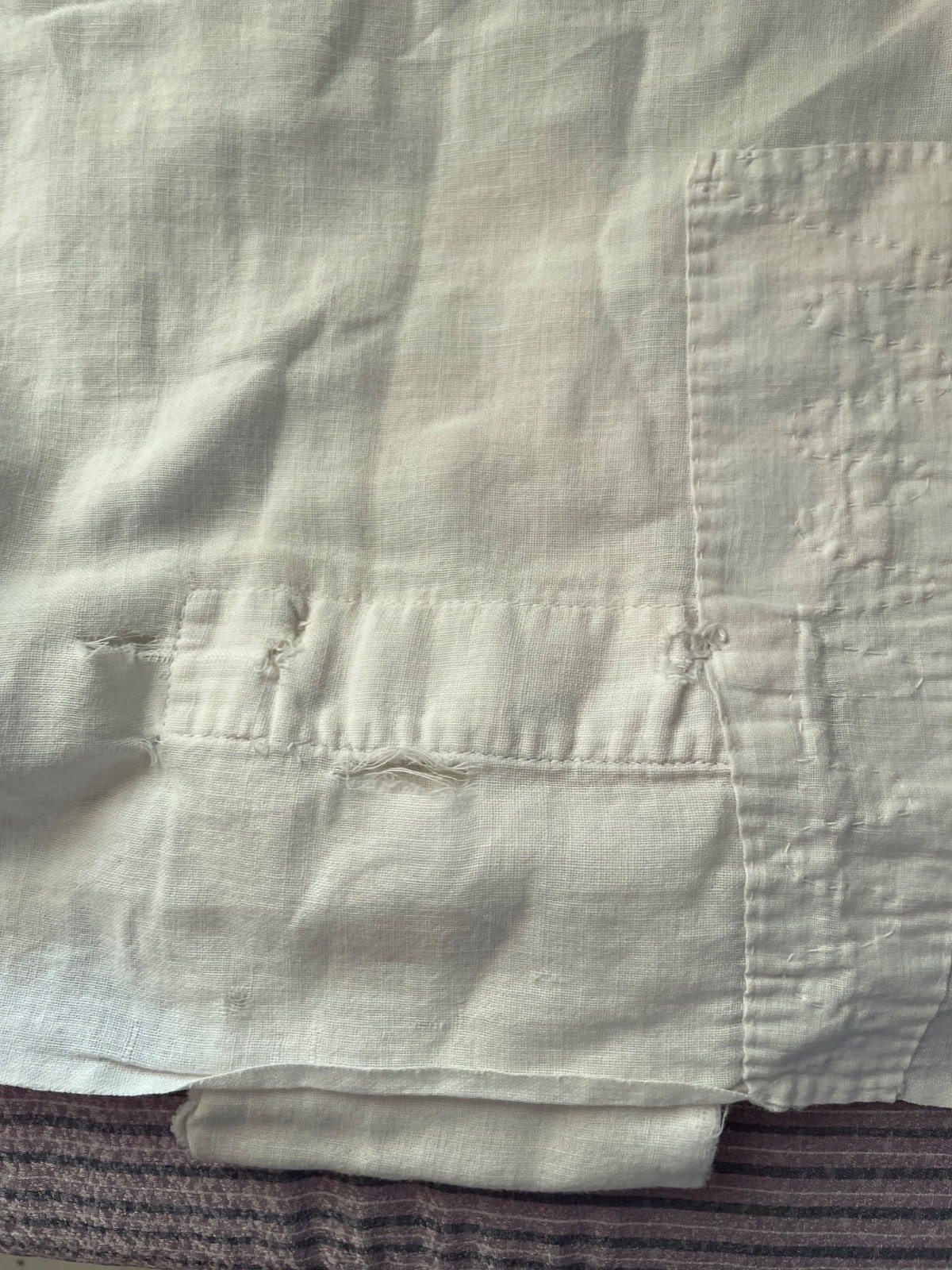 Antique Edwardian White Cotton Floral Embroidered Step In All-In-One S/M Slip