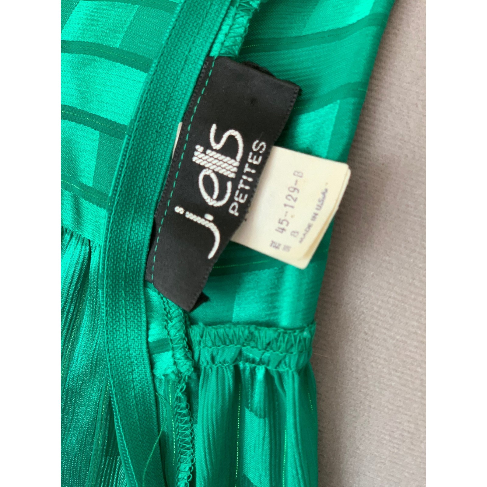 Vintage 80s Emerald Green Metallic Dropwaist Dress Size 8