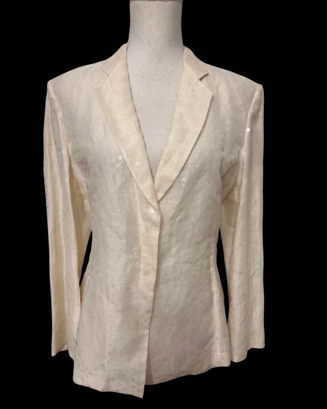 Vtg Giorgio Armani A Milano Borgonouvo 21 Cream Blazer SZ 44 Linen Silk Blend