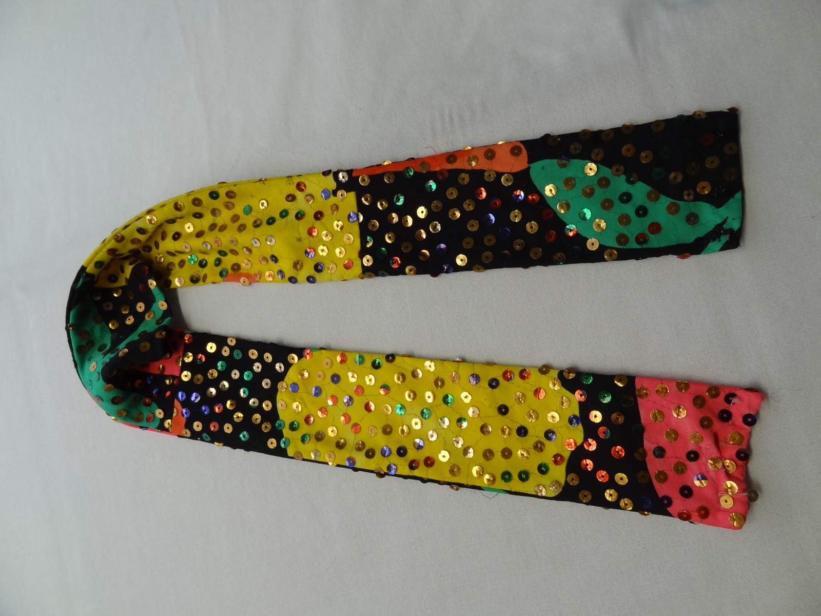 Anne Fogarty 16 Sequin Floral Long Sleeve Mod Dress ILGWU Union USA 60s 70s Boho