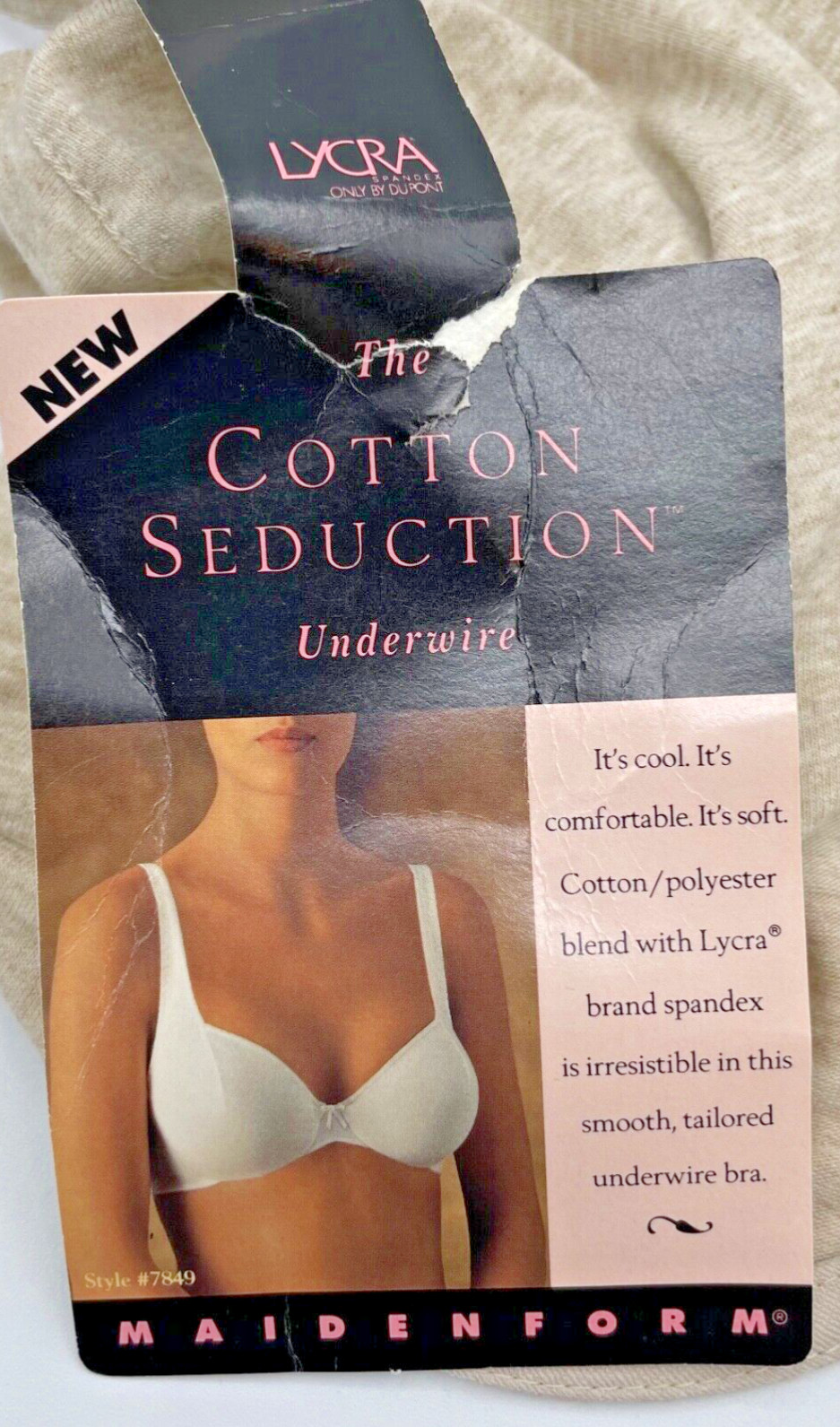 Maidenform 7849 Cotton Seduction Underwire Full Coverage Bra 36D Union made USA