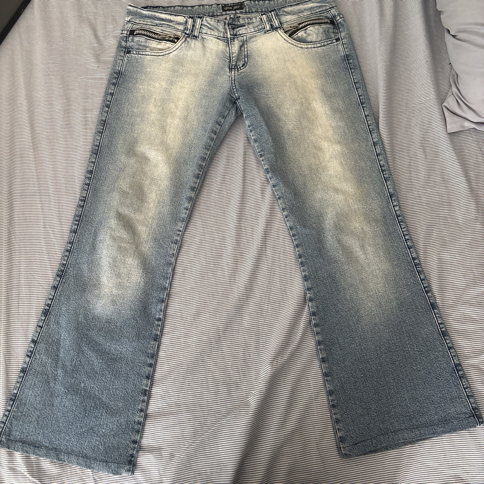 Vintage Y2K Culture Bootcut Jeans Size 11 Light Wash Distressed