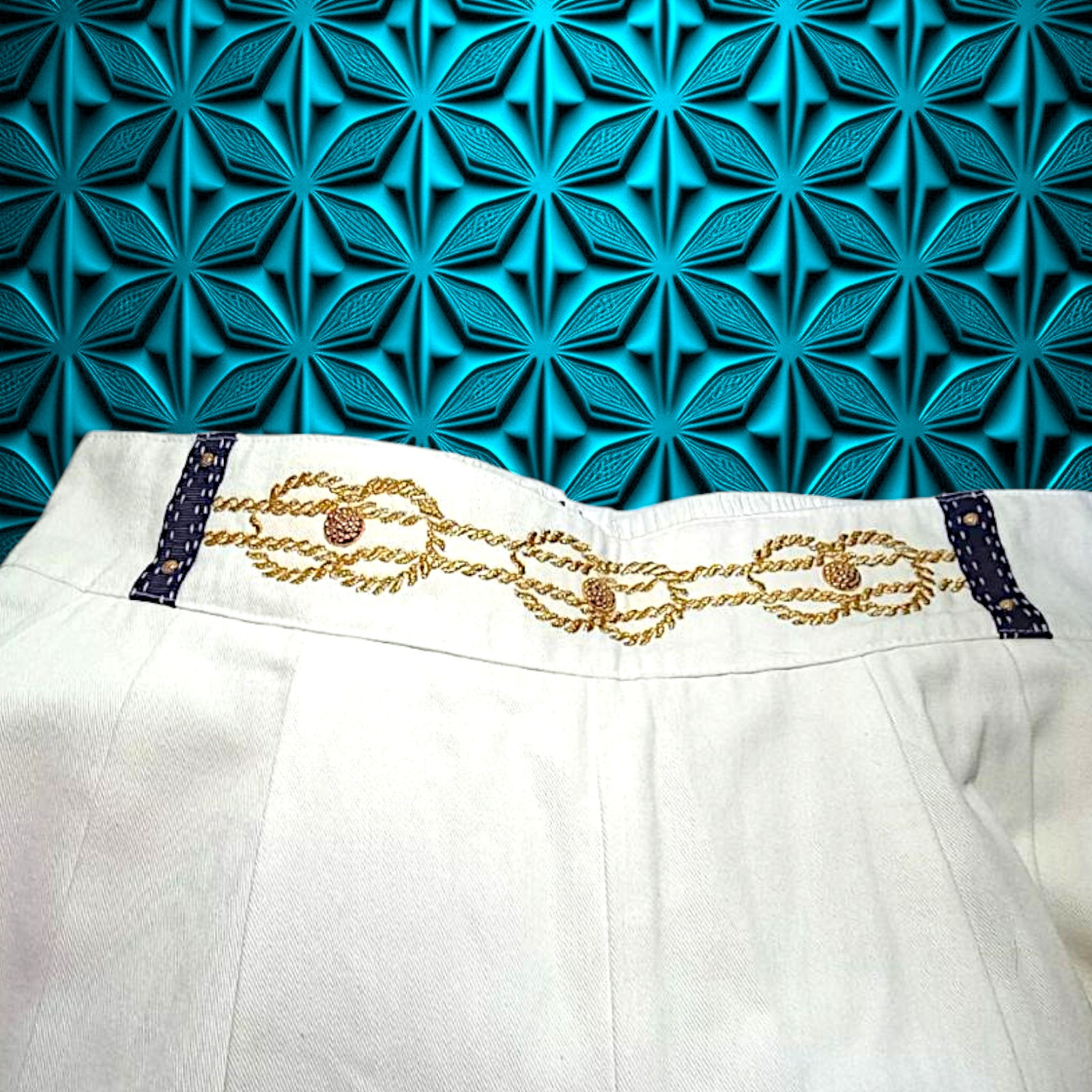 Vintage RIO INC Blazer Jacket & Matching Pants Women&rsquo;s M Beaded Studded Nautical