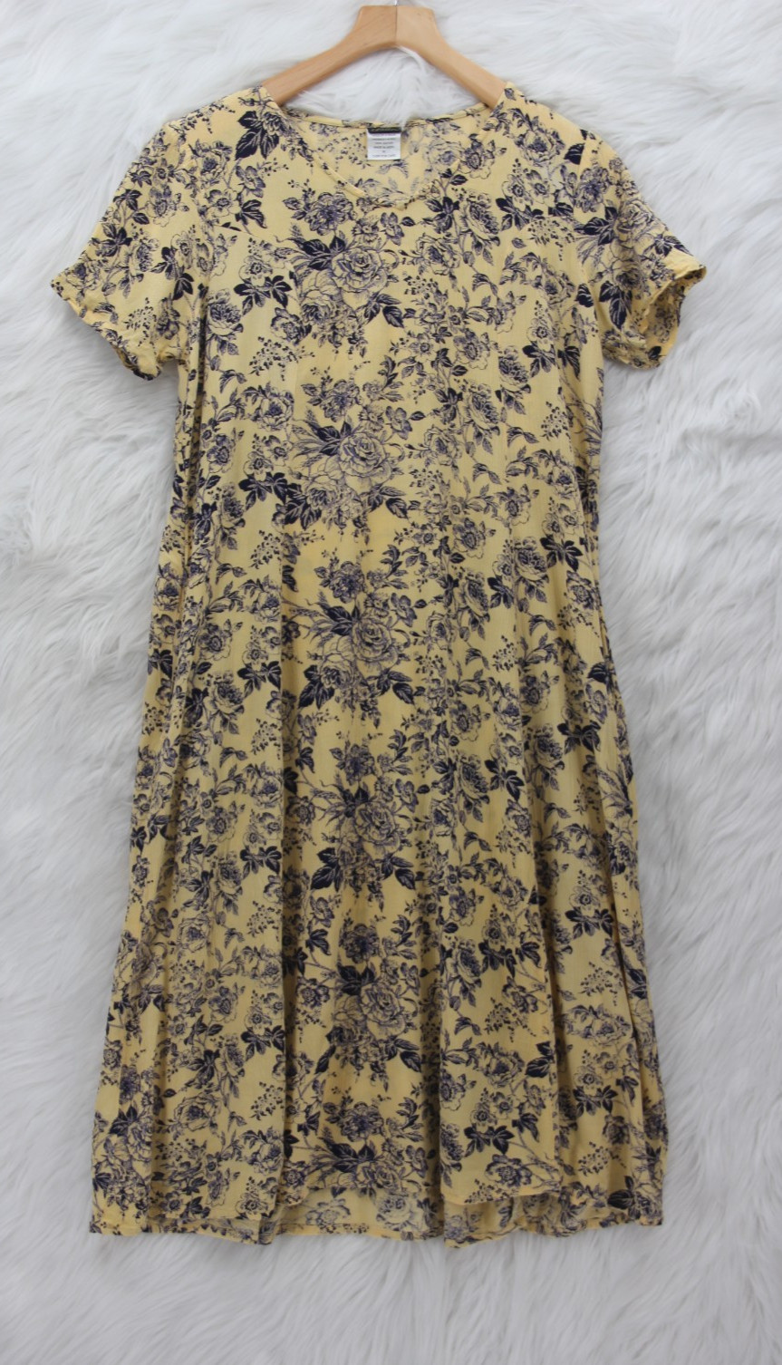 Vintage Salon Studio Floral Dress M Rayon Cottagecore Midi Boho Romantic Gauze