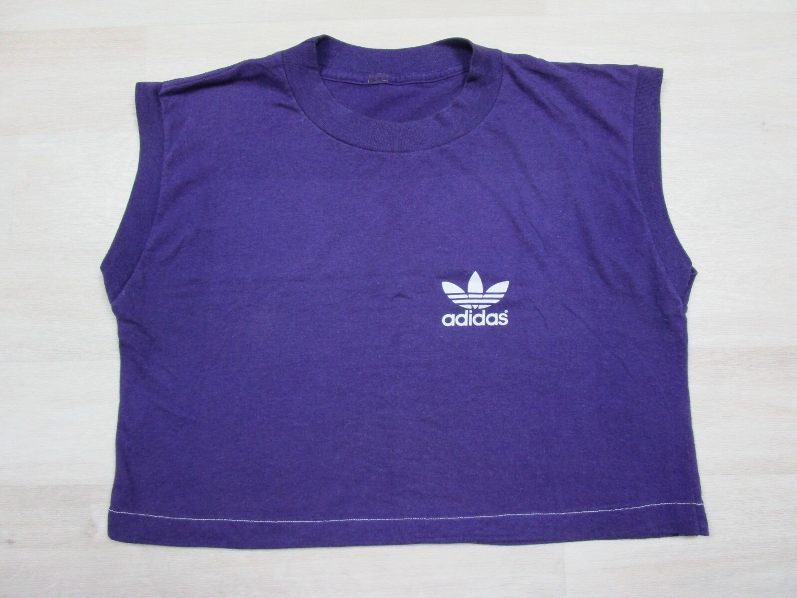 VTG Adidas Cropped Top Women&rsquo;s (M) 1980&rsquo;s USA Trefoil Activewear T Shirt Purple