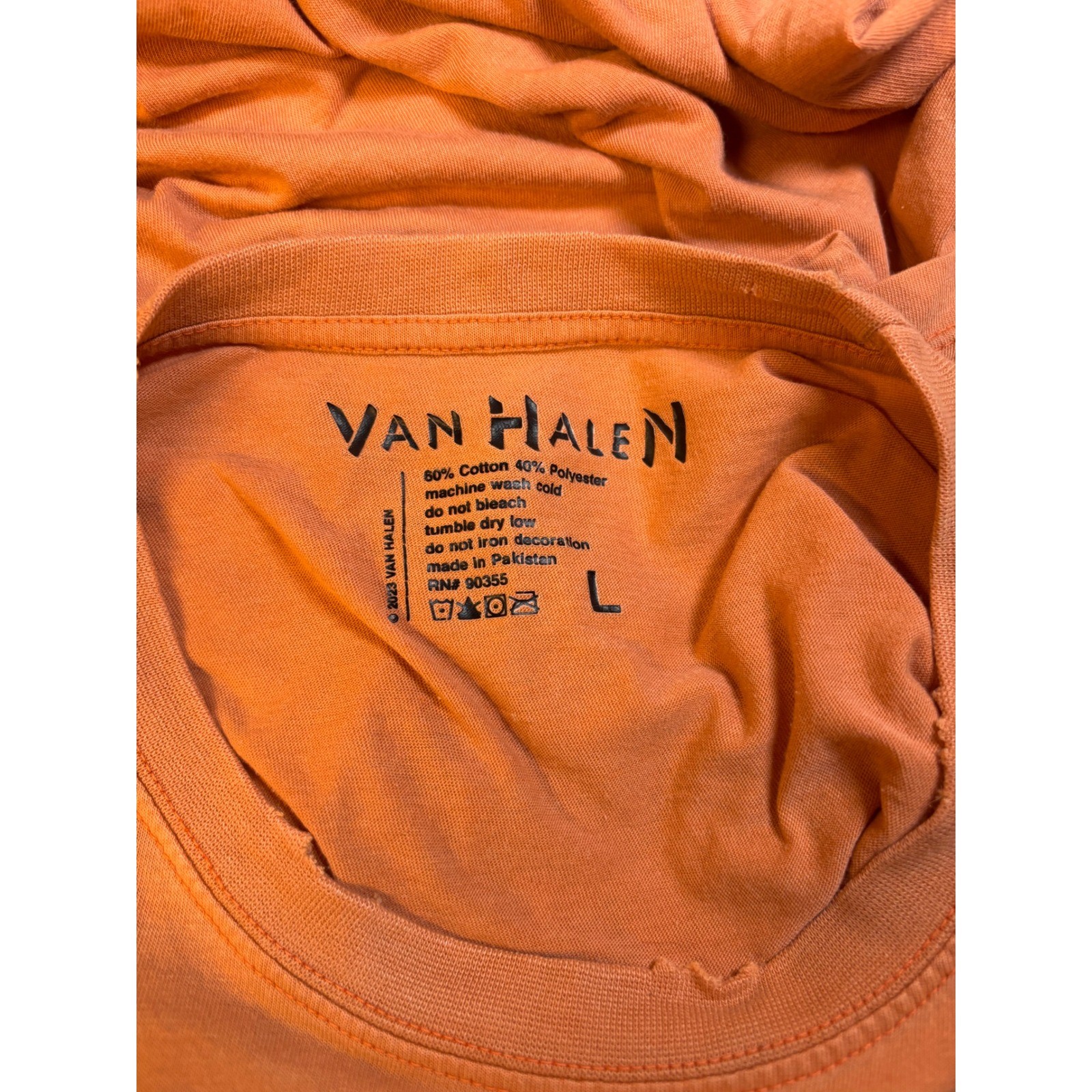 Van Halen 1982 Graphic Band Tee Distressed Orange T-Shirt Size Large