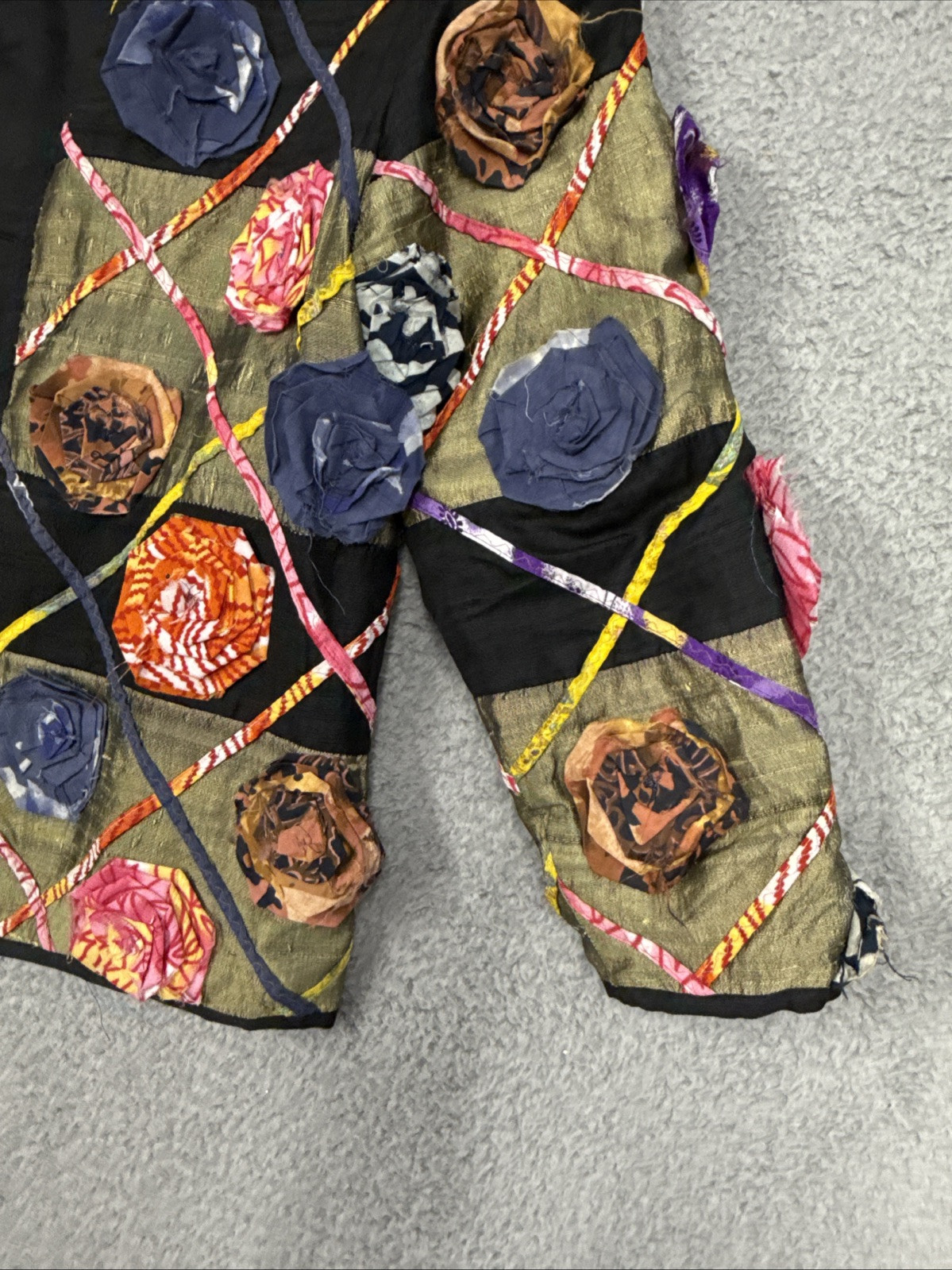 Allure Multi-Color Blazer Womens PM Vintage 90s Floral Appliquè 100% Silk