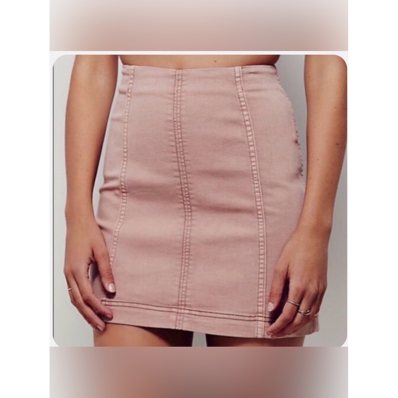 Free People Modern Femme Dusty Rose Denim Mini Skirt