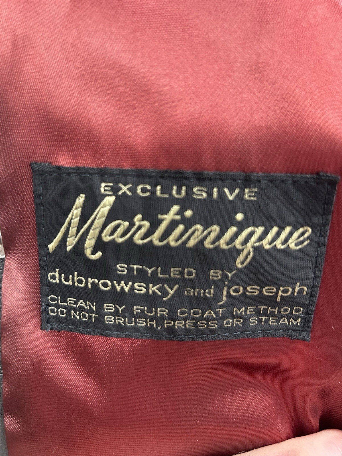 Martinique Brown Fur Coat with Red Lining, Vintage Women&rsquo;s Regular Size