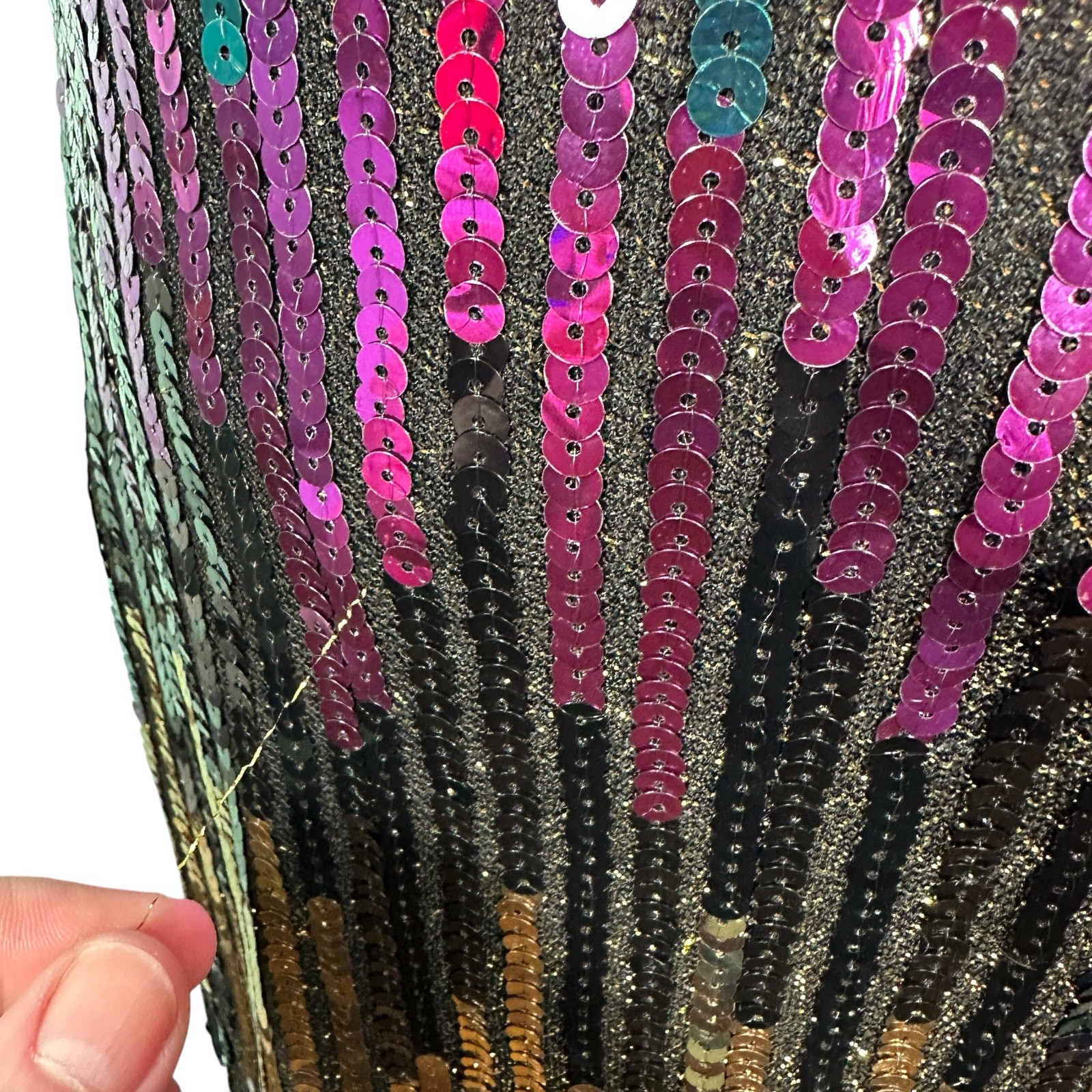 Vintage Alyce 1980s Sequin Mini Party Cocktail Dress Purple Green Gold Sz Med/10