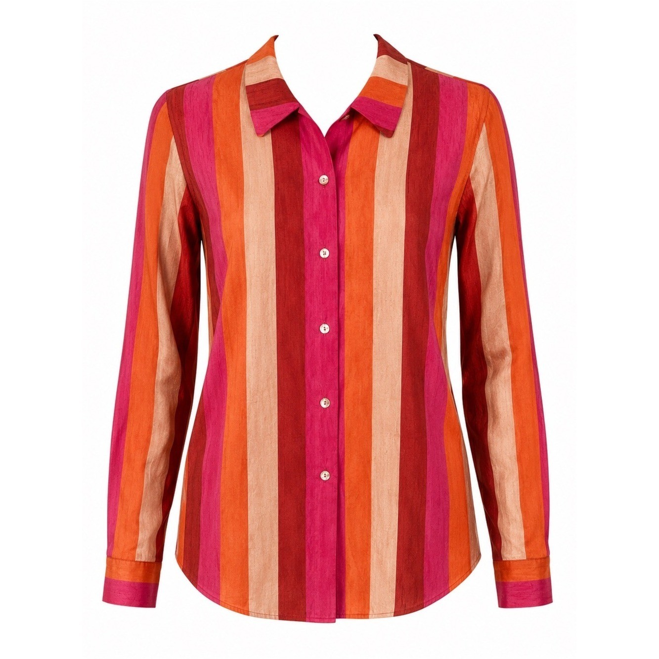 Vintage Liz Claiborne 100% Silk Striped Button Front Blouse Women&rsquo;s 12