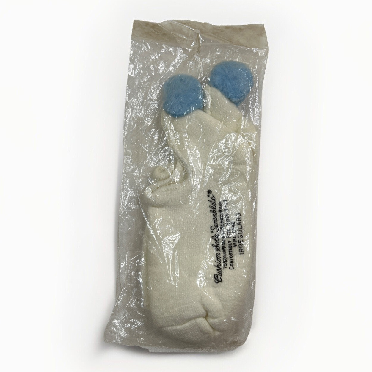VTG « Swanklets » Cushion Socks White 80&rsquo;s Pom Acrylic Blend 8-11 USA NOS Blue