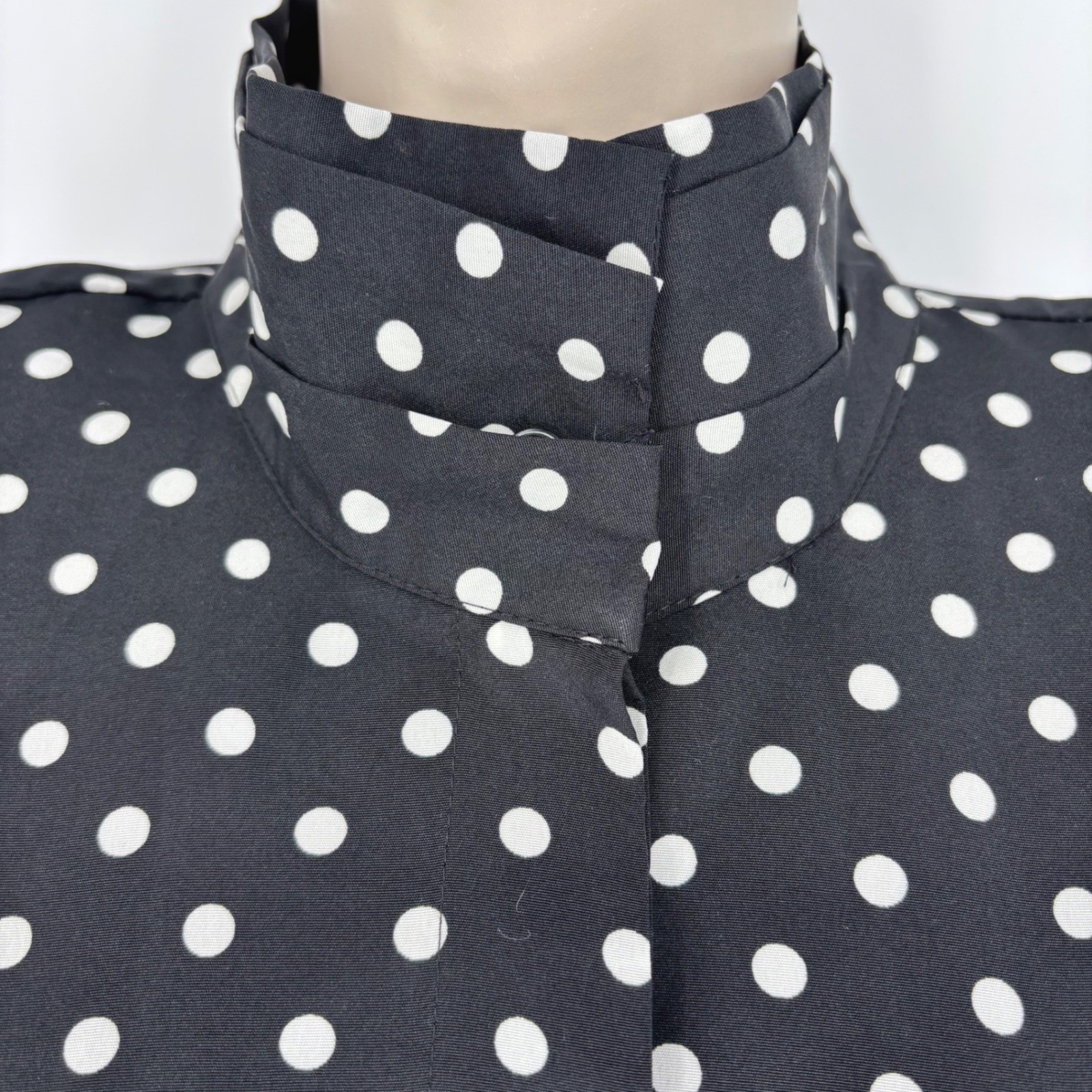 Vintage 80s Kristen Polka Dot High Neck Midi Secretary Dress Sz 10