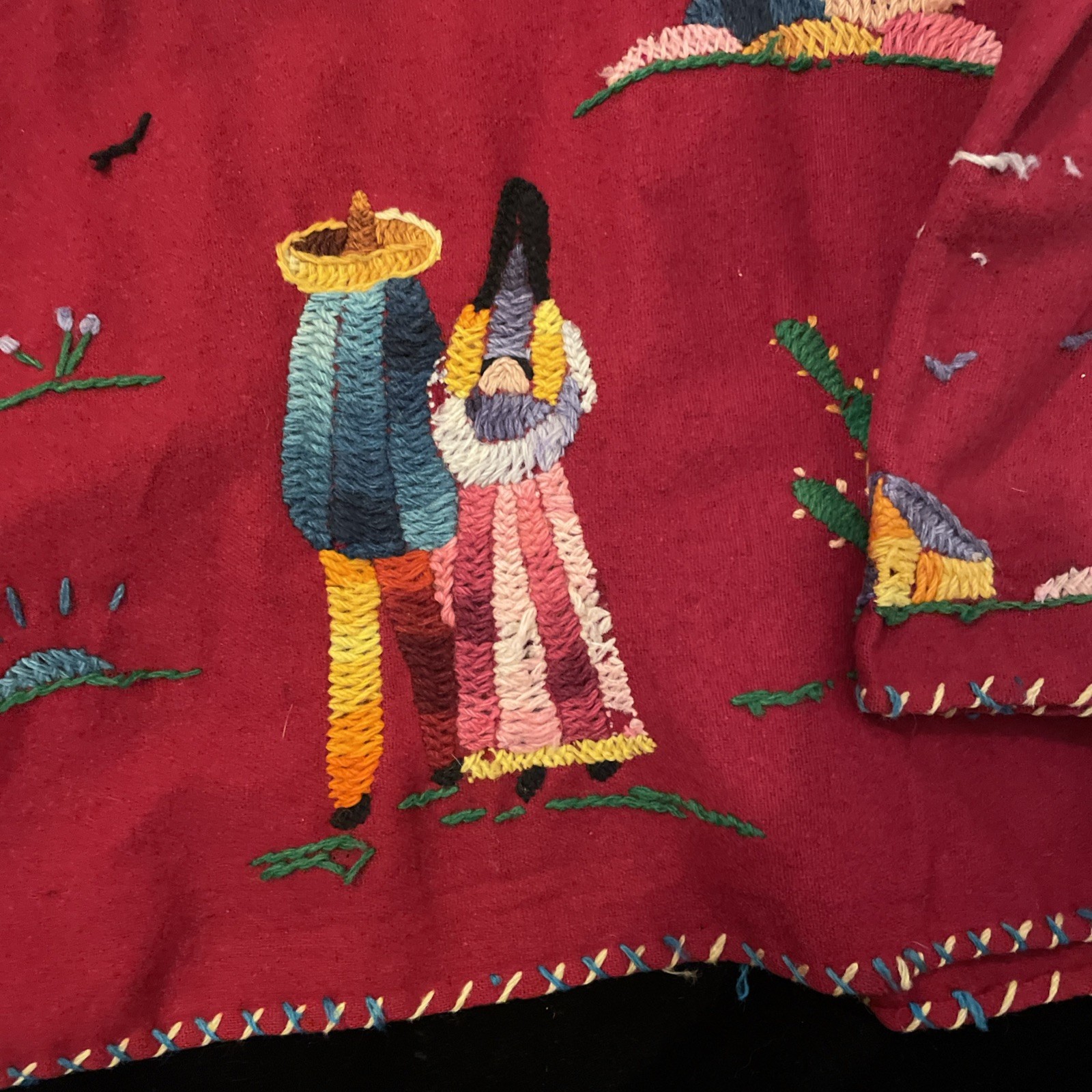 Vtg 1950s Mexico Souvenir Wool Embroidered Jacket S