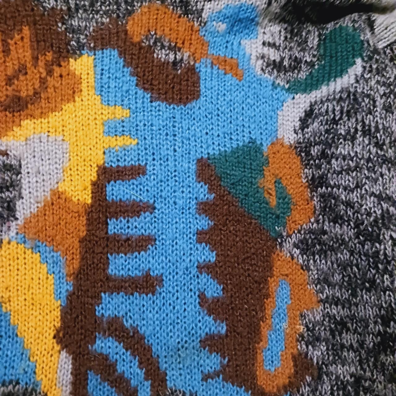 Vintage 80s Unique Eclectic Funky Pullover Sweater Acrylic Size Medium Dancing