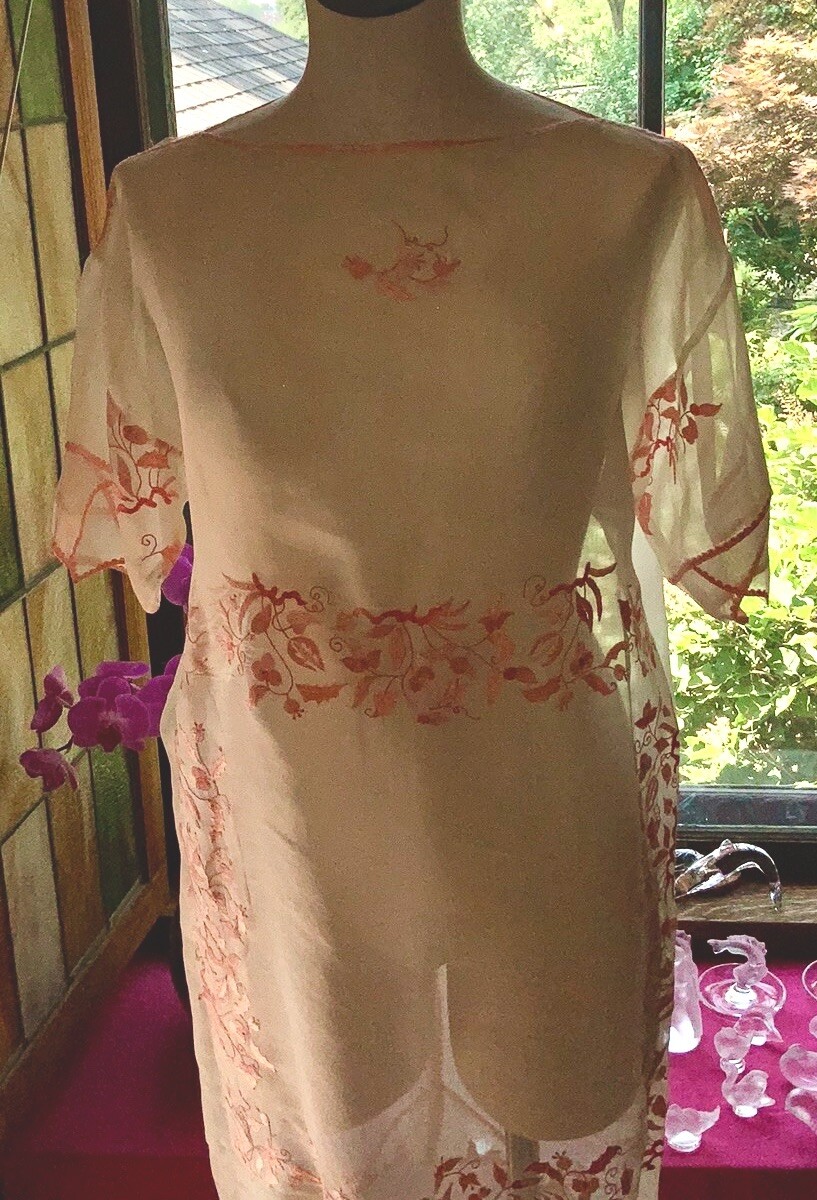 Silk Organza Exquisite Vintage Dress Handmade In France