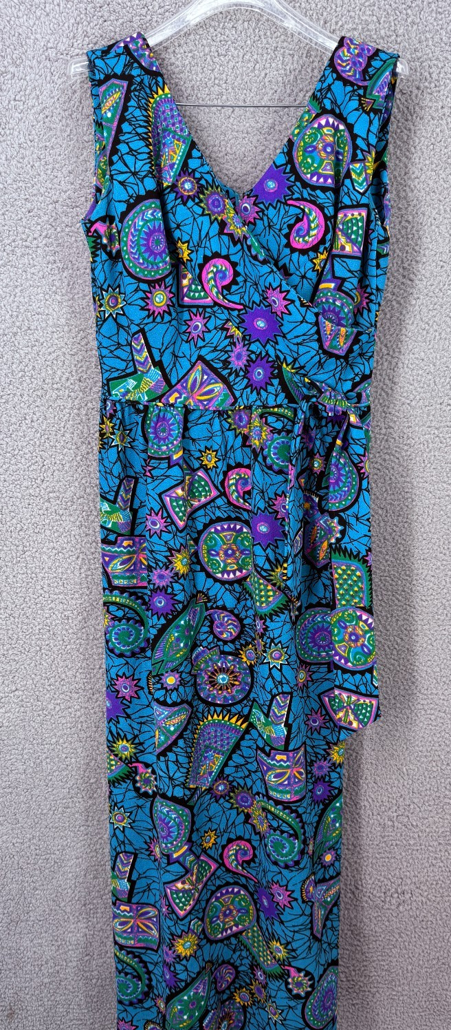 Vintage 60s 70s Maxi Dress Psychedelic Hippie Para Ti Union Made 13/14 Modern M
