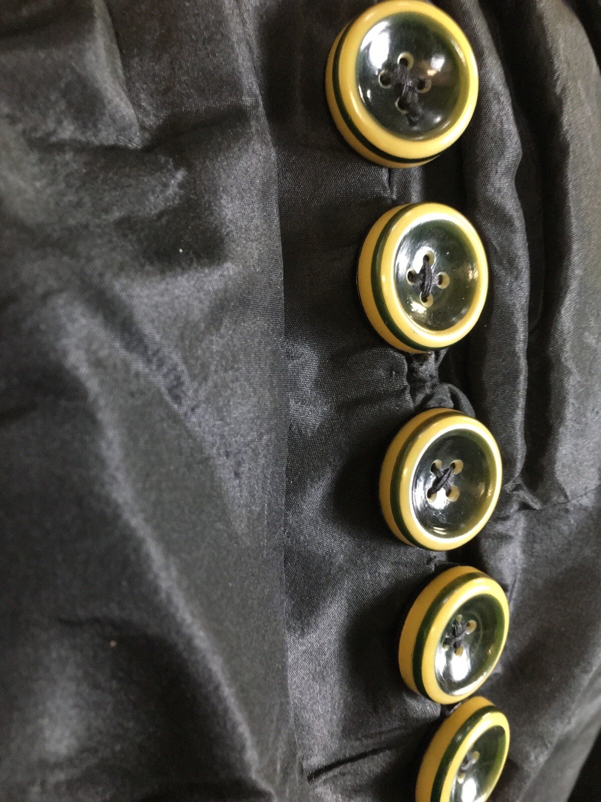Exquisite Antique Edwardian Black & Blue Silk Walking Skirt Suit