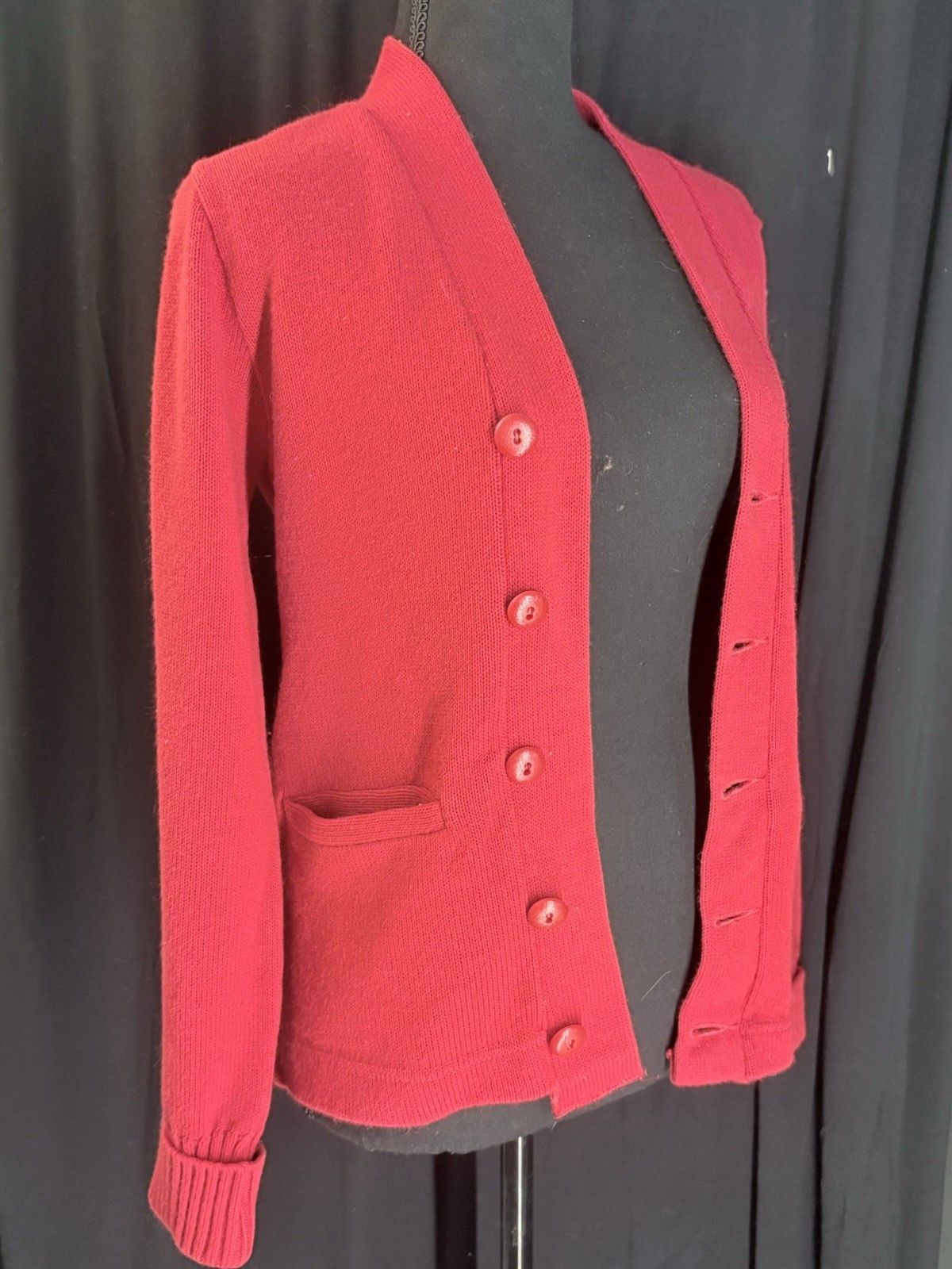 Vintage Cherry Red Varsity Letterman Jacket Cardigan 1960’s/1970’s Size Small
