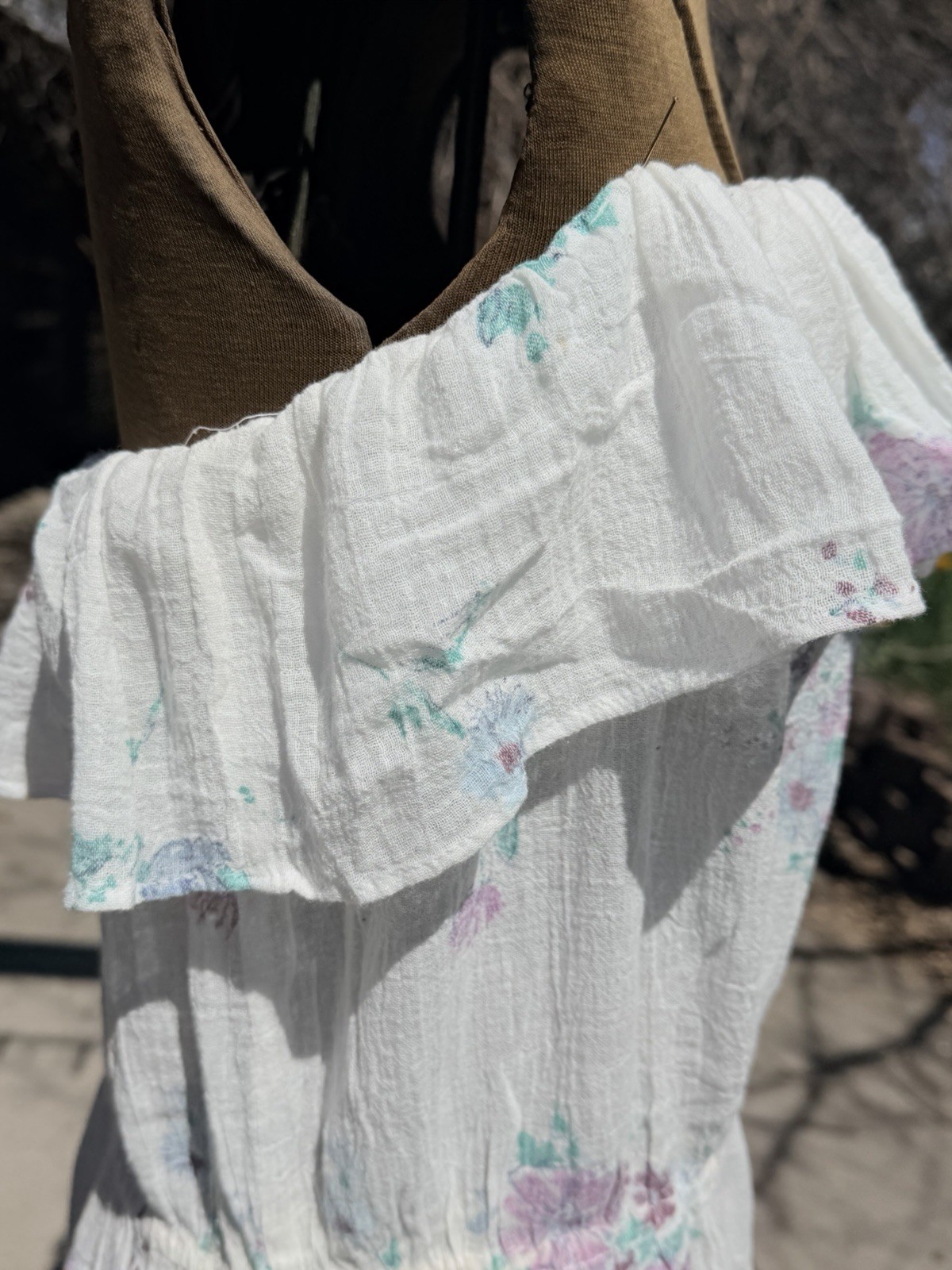 Vtg 70&rsquo;s Style Cotton Gauze Camisole Med/Lg Sundress Ultra-feminine Romantic