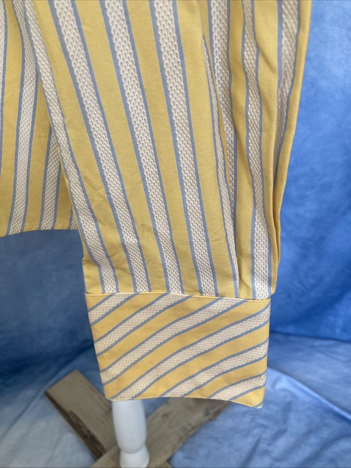 Vintage 1990s Handmade Striped Button Down Women Shirt Textured Dobby S/M Spring