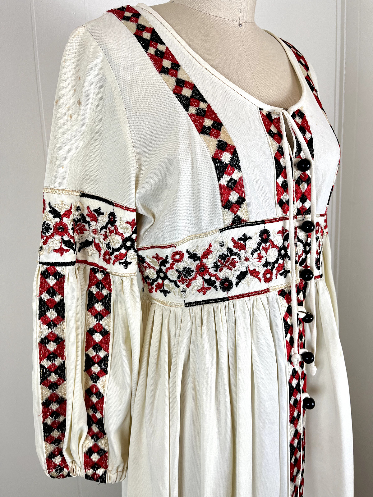 Rare Vintage Beverly Paige 60s 70s Bohemian Maxi Dress Tag 10 Peasant Groovy