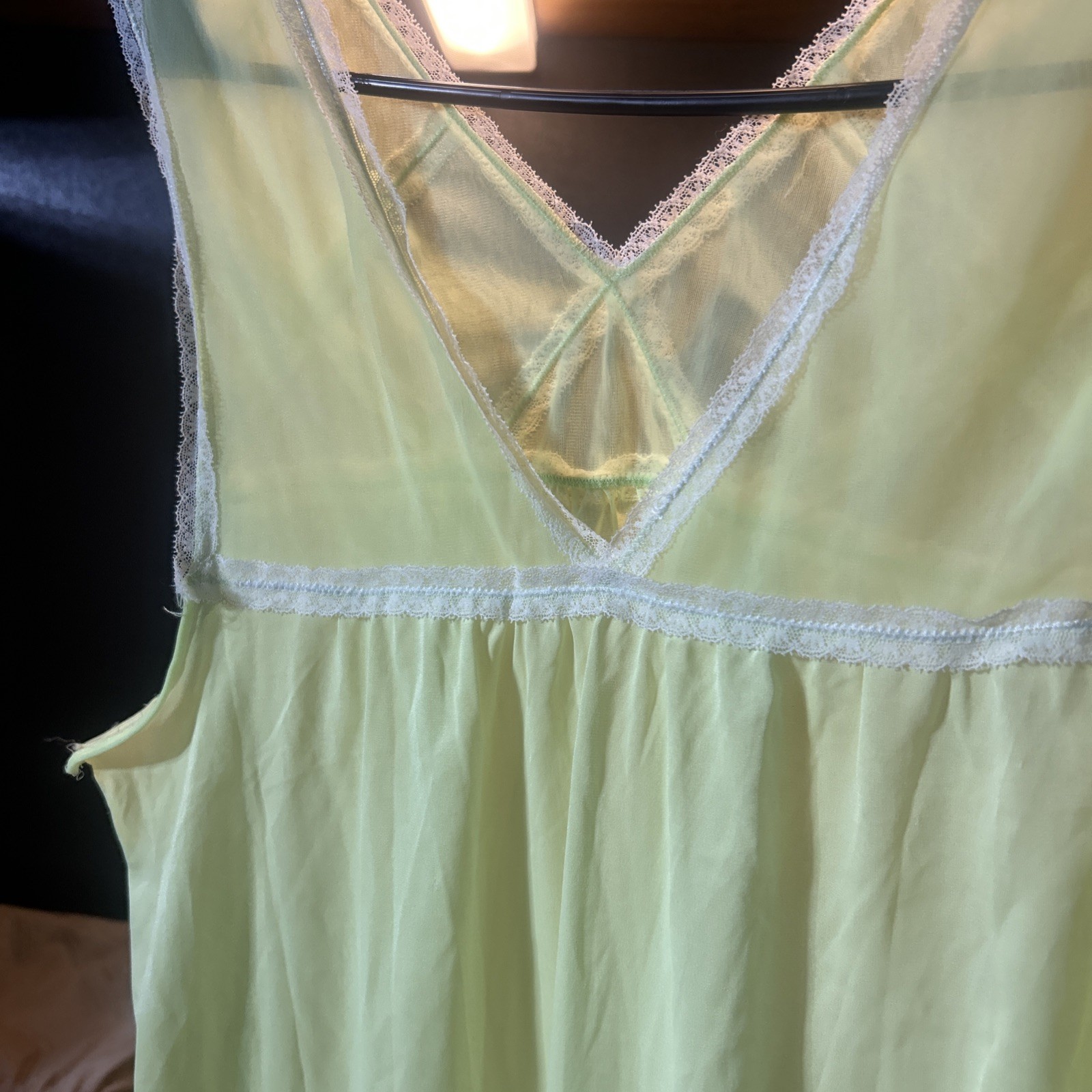 VTG Vassarette Munsingwear Yellow / Mint Sheer See Thru Sz MED