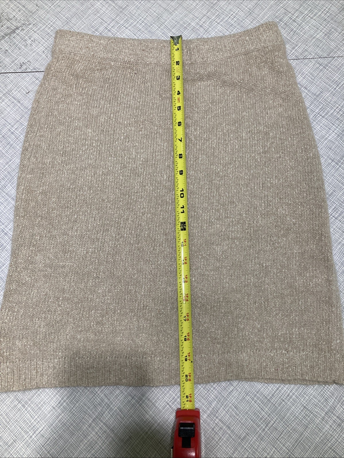 VTG 90s I.B. Diffusion Knit Skirt Medium Beige Cream Silk Blend Angora Lambswool