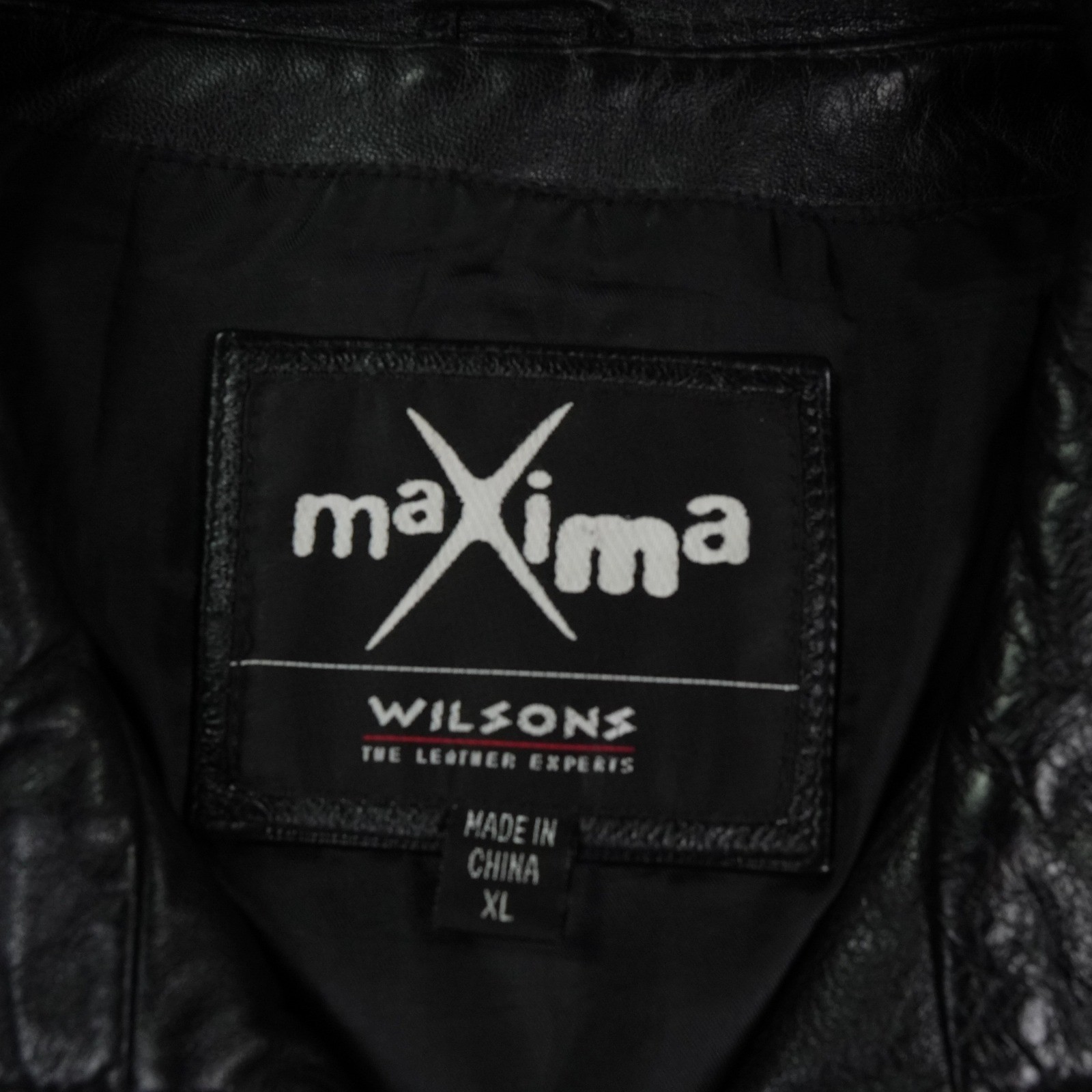 VTG Wilsons Maxima Black Leather Moto Jacket Womens XL Full Zip 90s Biker Style